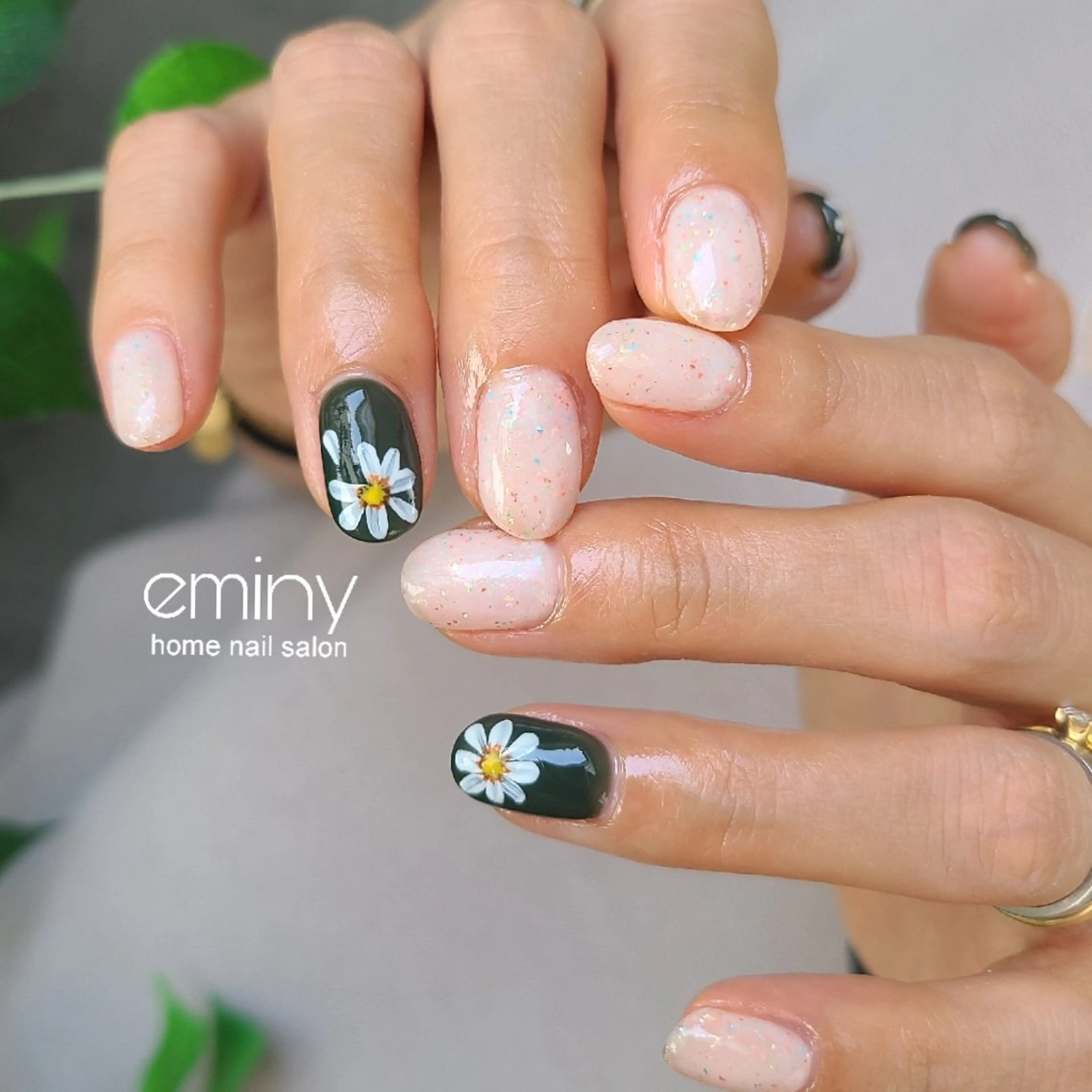 ネイル フラワーネイル ジェルネイル 韓国ネイル 春ネイル ハンドネイル nail salon  eminyのネイルデザイン