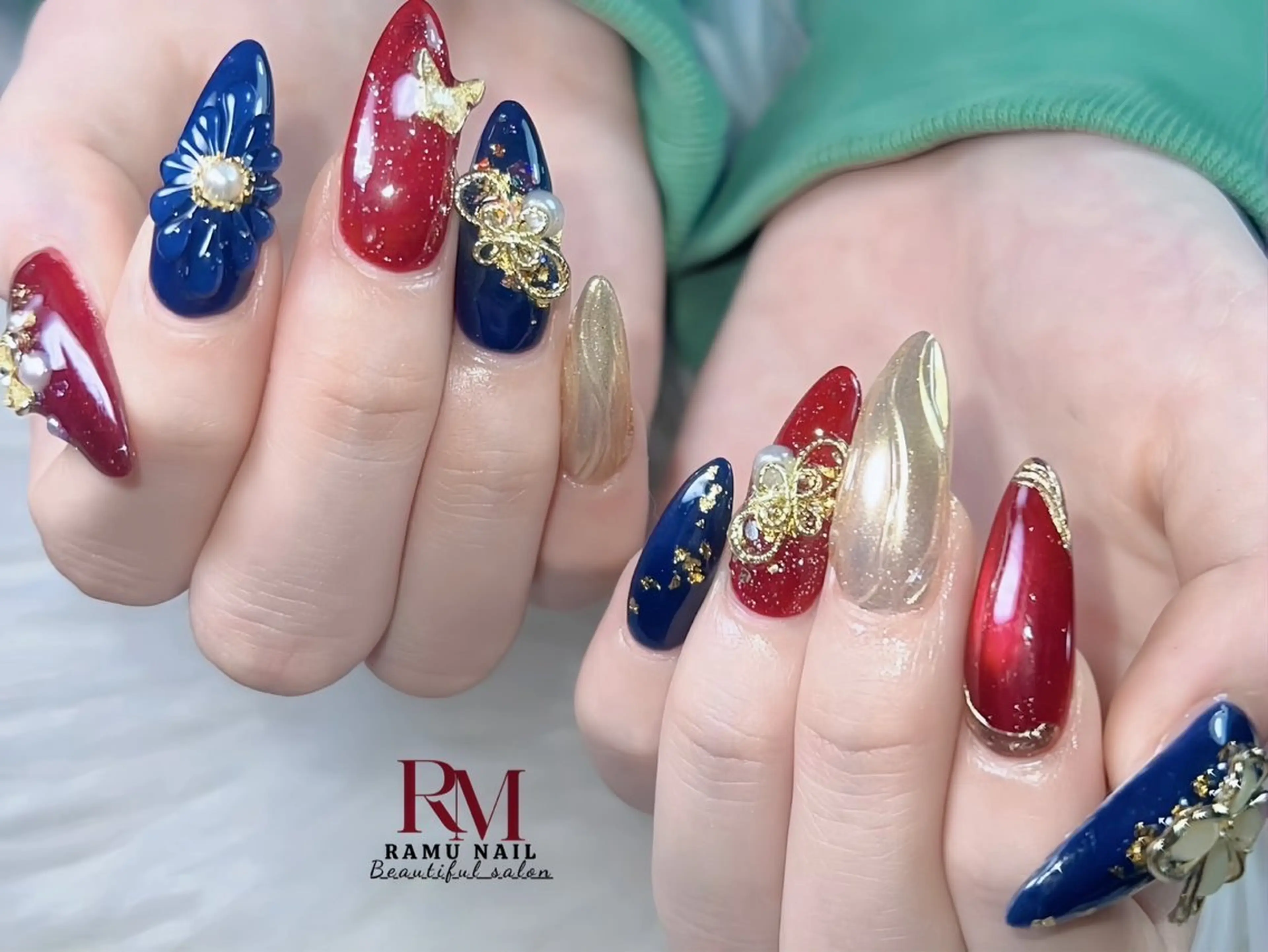 ネイル キラキラネイル マグネットネイル ミラーネイル ピンク ワンホンネイル ハンドネイル RAMU Nail 恵比寿店のネイルデザイン