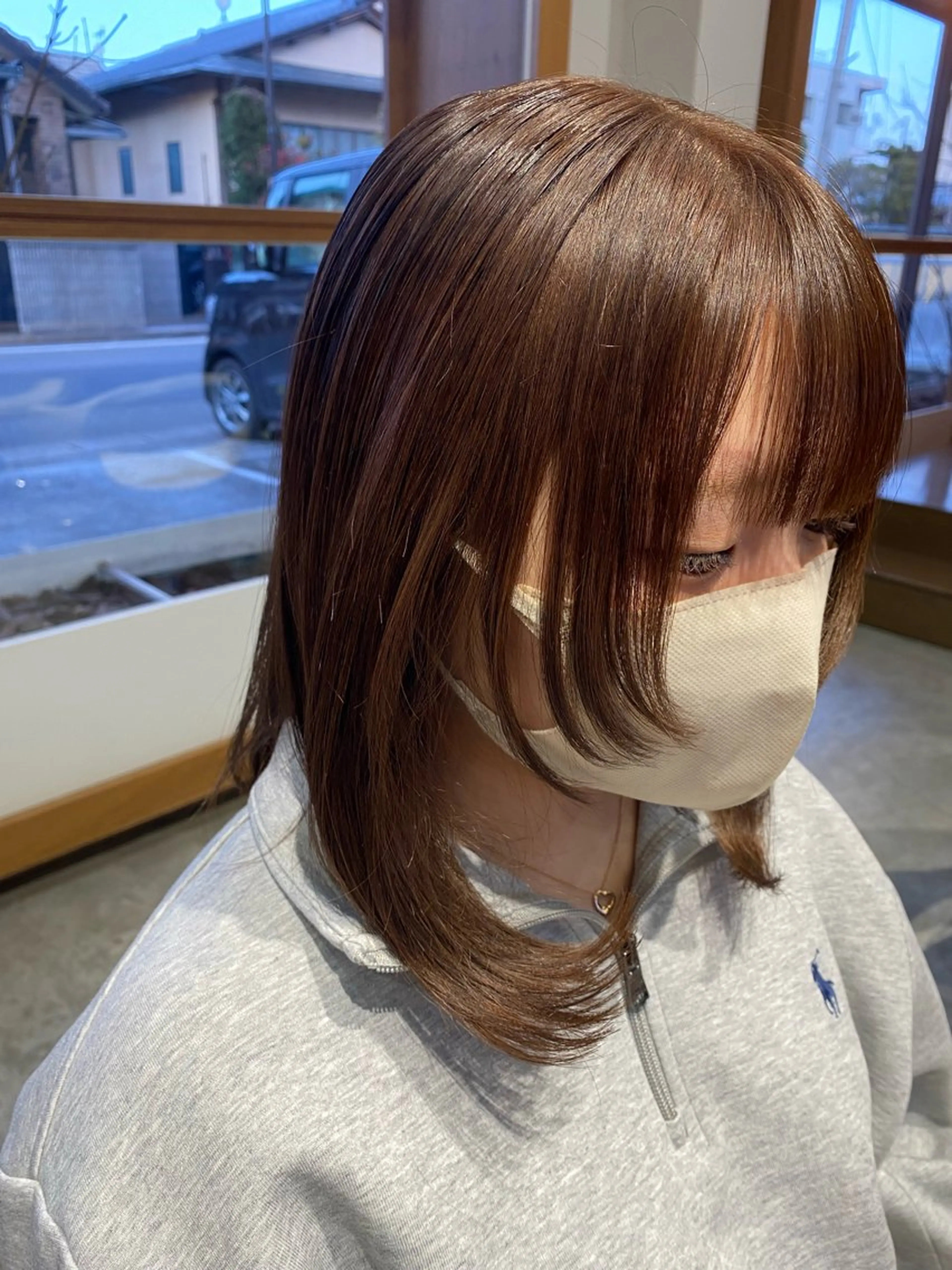 ミディアム カラー ベージュカラー 顔周りカット レイヤーカット ウルフカット fulam所属・MIKU ／fulamのヘアスタイル