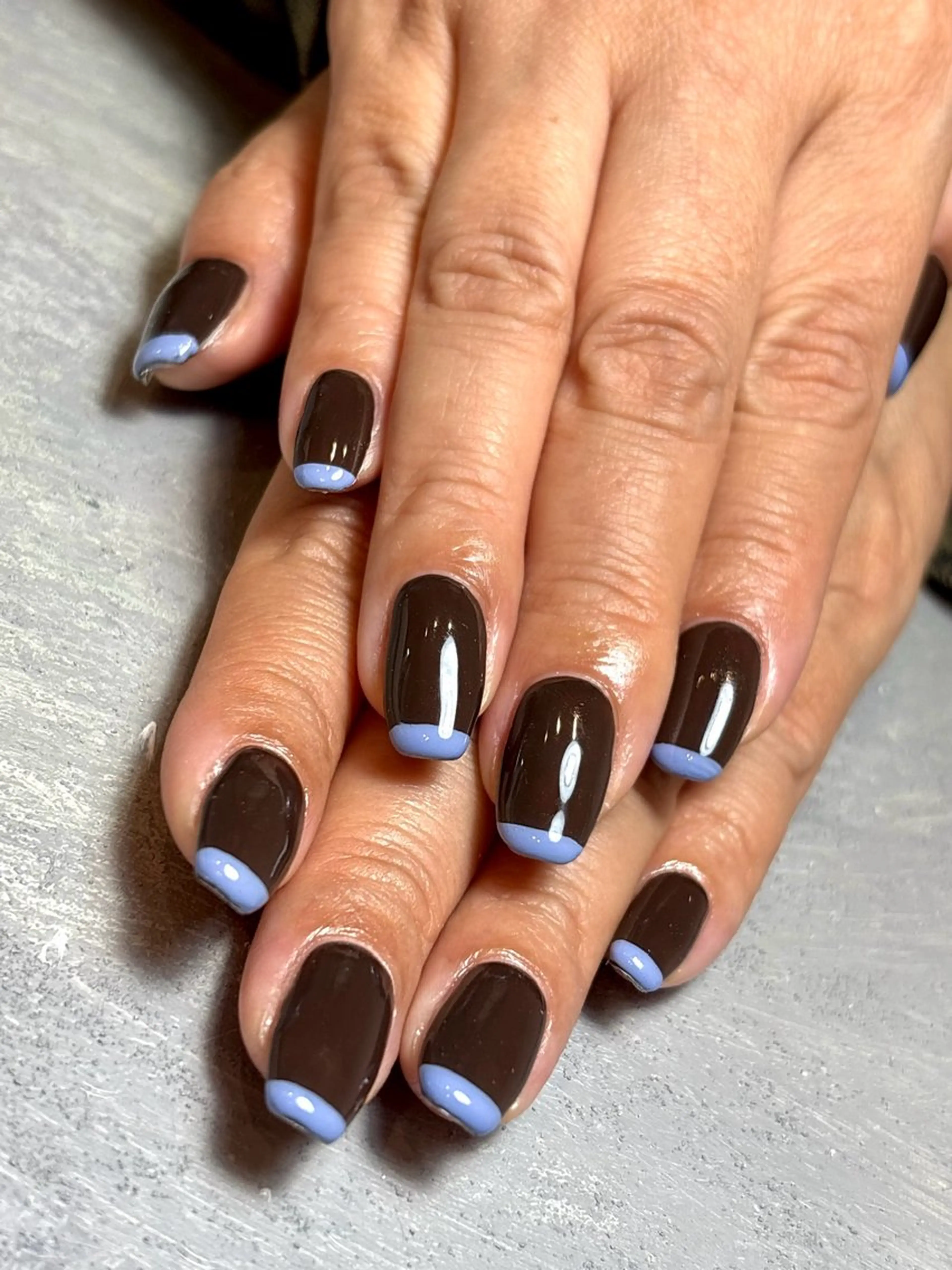 ネイル ブラウン フレンチネイル パステルネイル 鈴木 誉のネイルデザイン