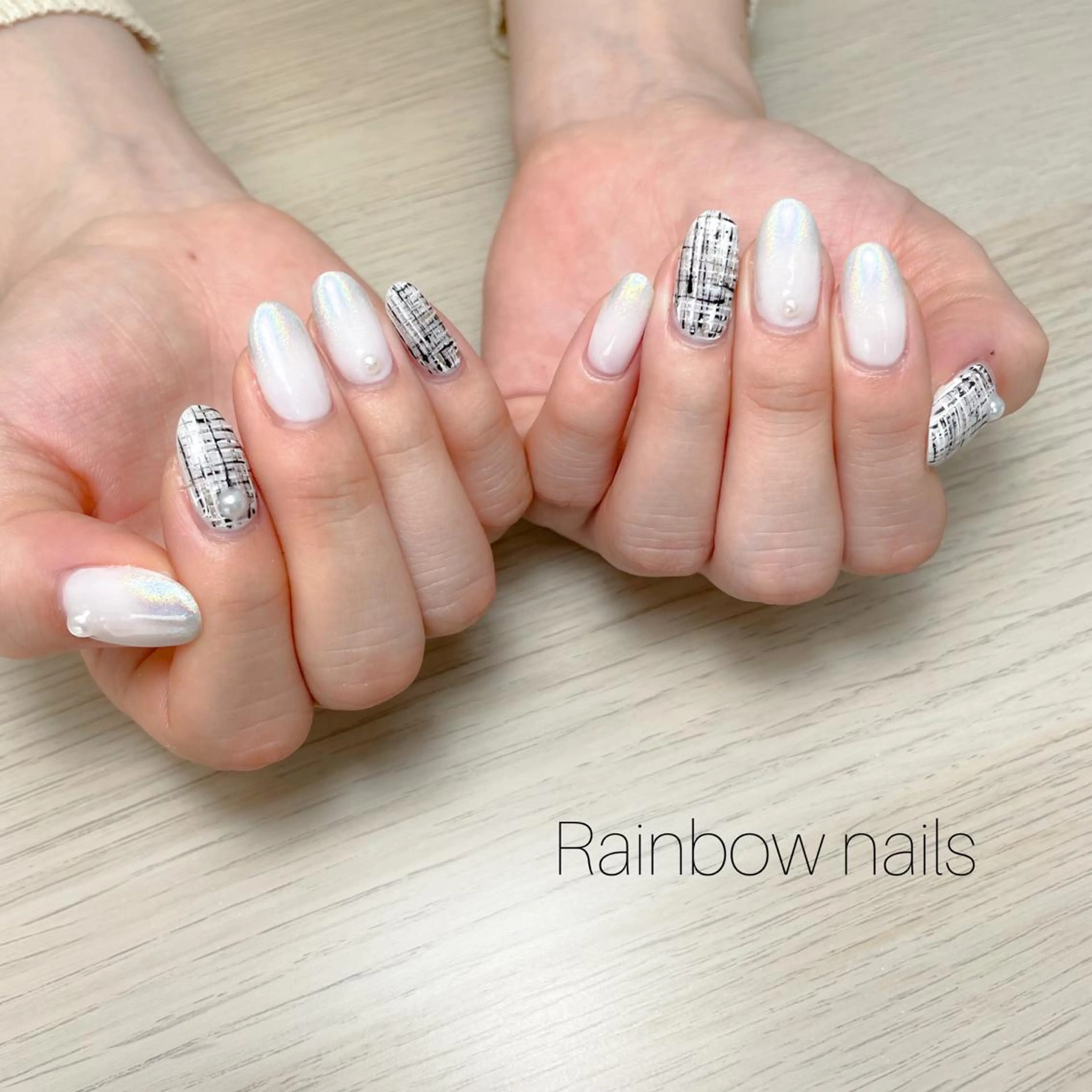 ネイル ツイードネイル Rainbow nailsくろちゃんのネイルデザイン