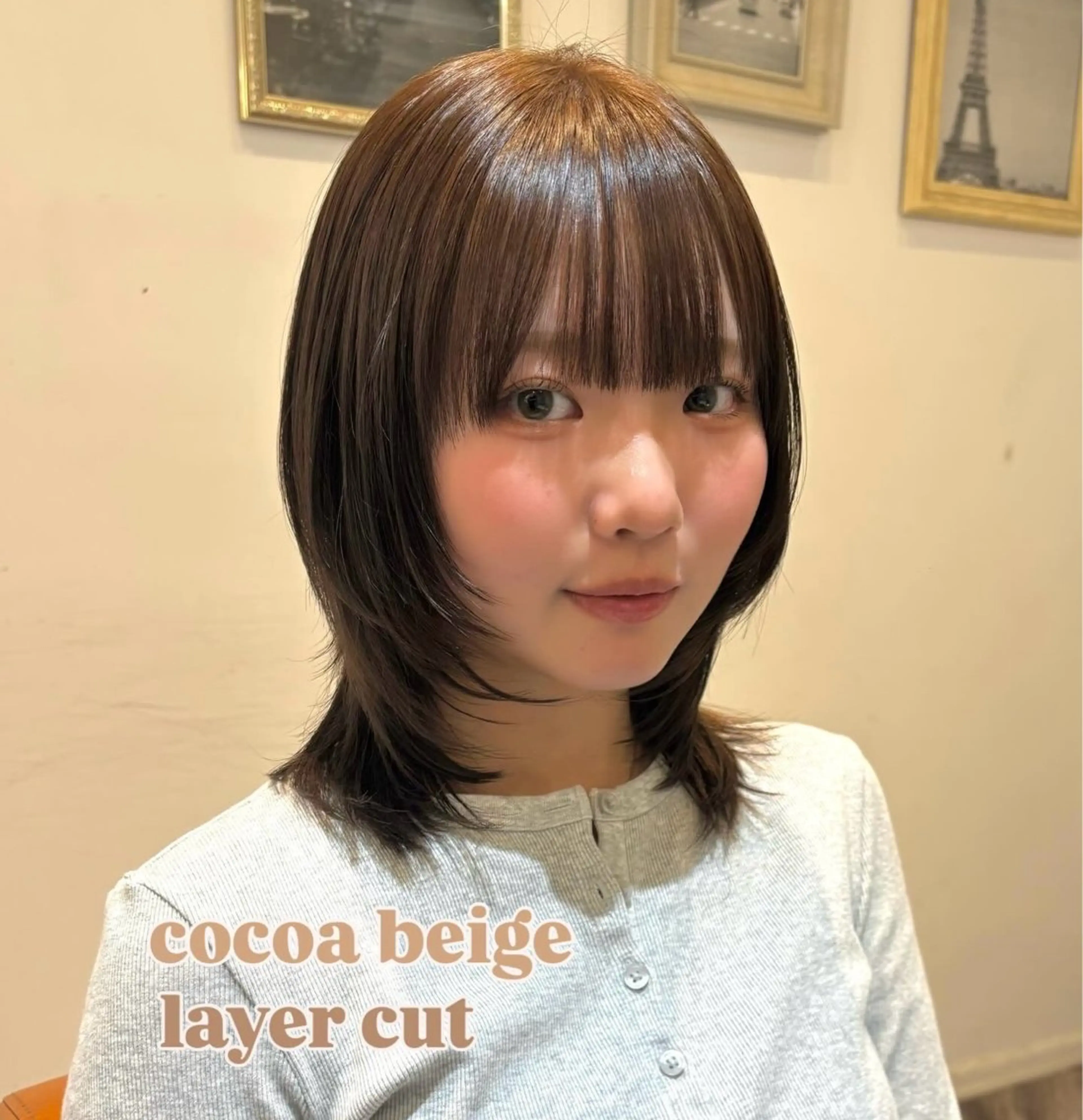 ミディアム カラー ベージュカラー ココアベージュ レイヤーカット カット ヘアカラー トリートメント 🎼レイヤー/透明感 カラー/nene♬のヘアスタイル