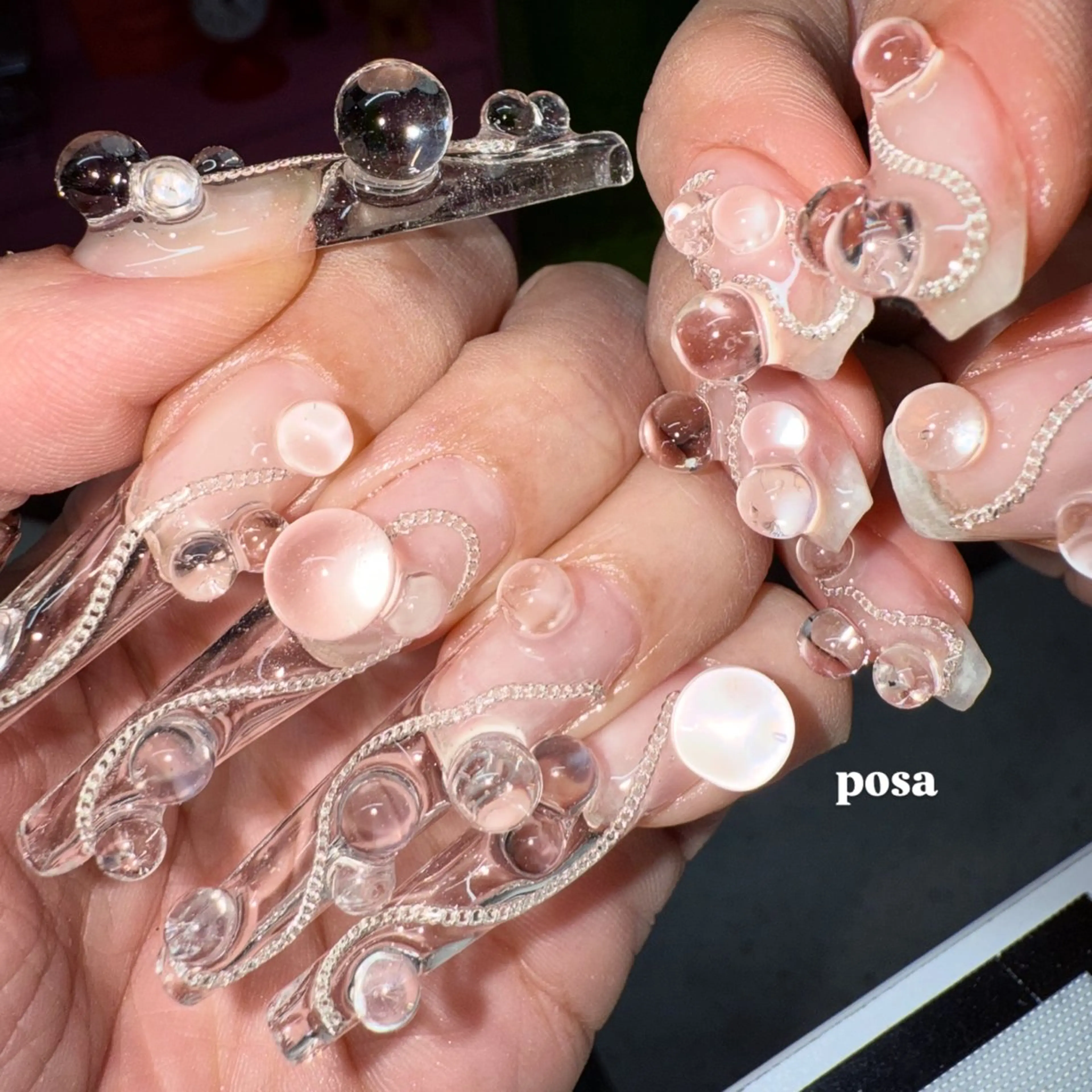 ネイル アートネイル クリアネイル シンプルネイル ハンドネイル posa nail モエミのネイルデザイン