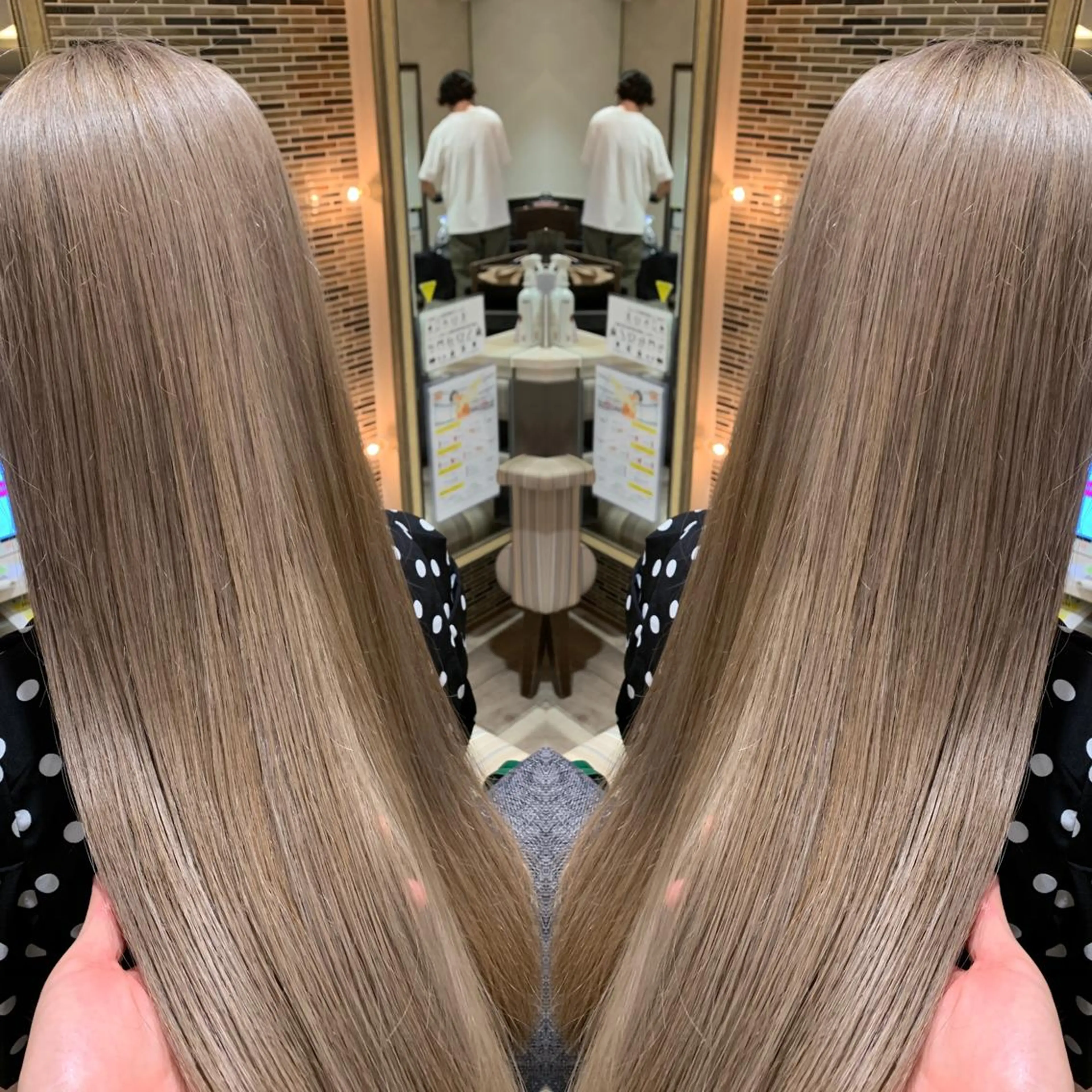 セミロング カラー ベージュカラー ブリーチ ハイトーンカラー ミルクティーベージュ カット ヘアカラー トリートメント 竹内啓太 ボブのヘアスタイル