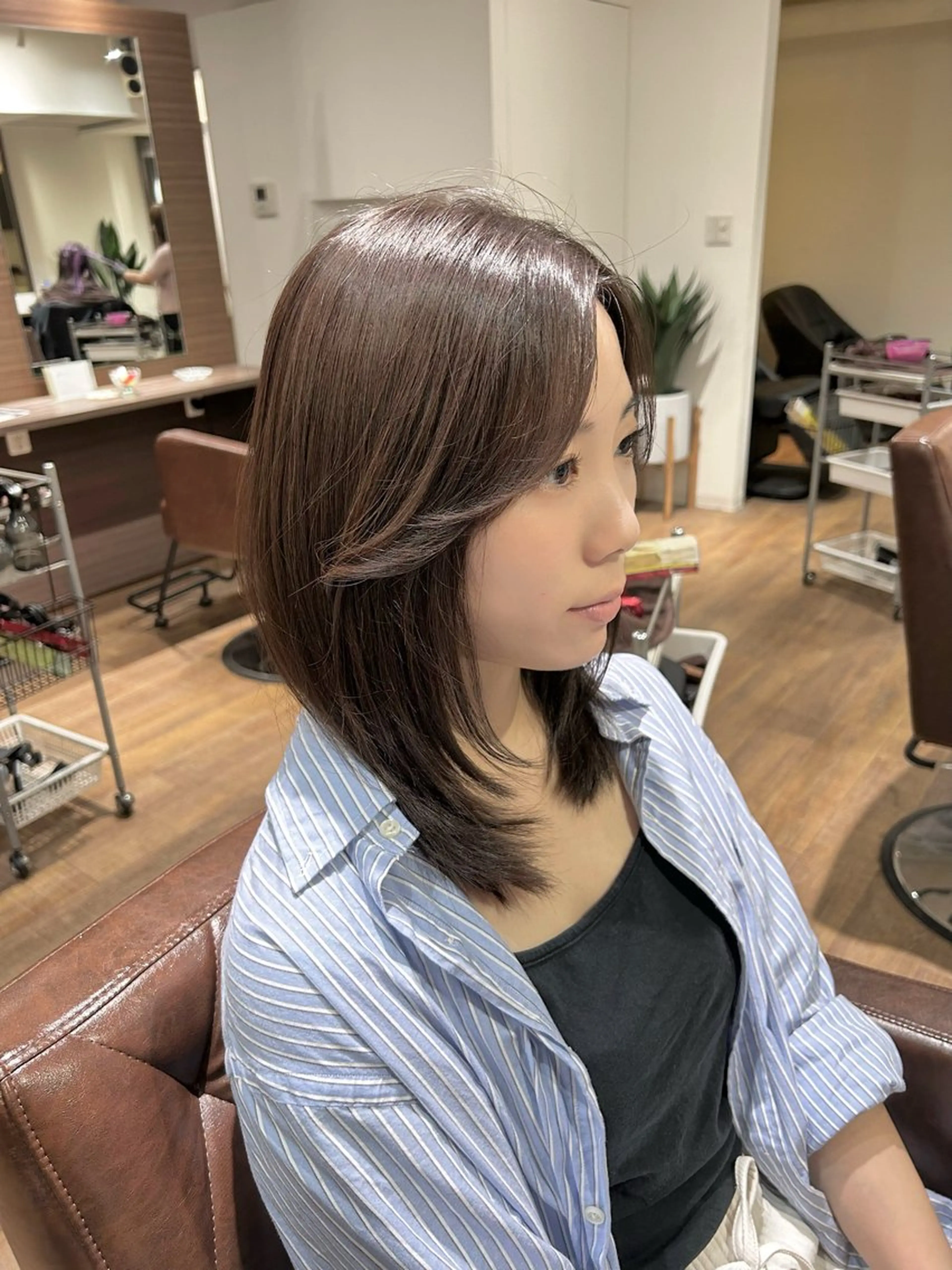 ミディアム 顔周りカット レイヤーカット カット ヘアカラー 🧡縮毛矯正🧡 伊藤はるかのヘアスタイル