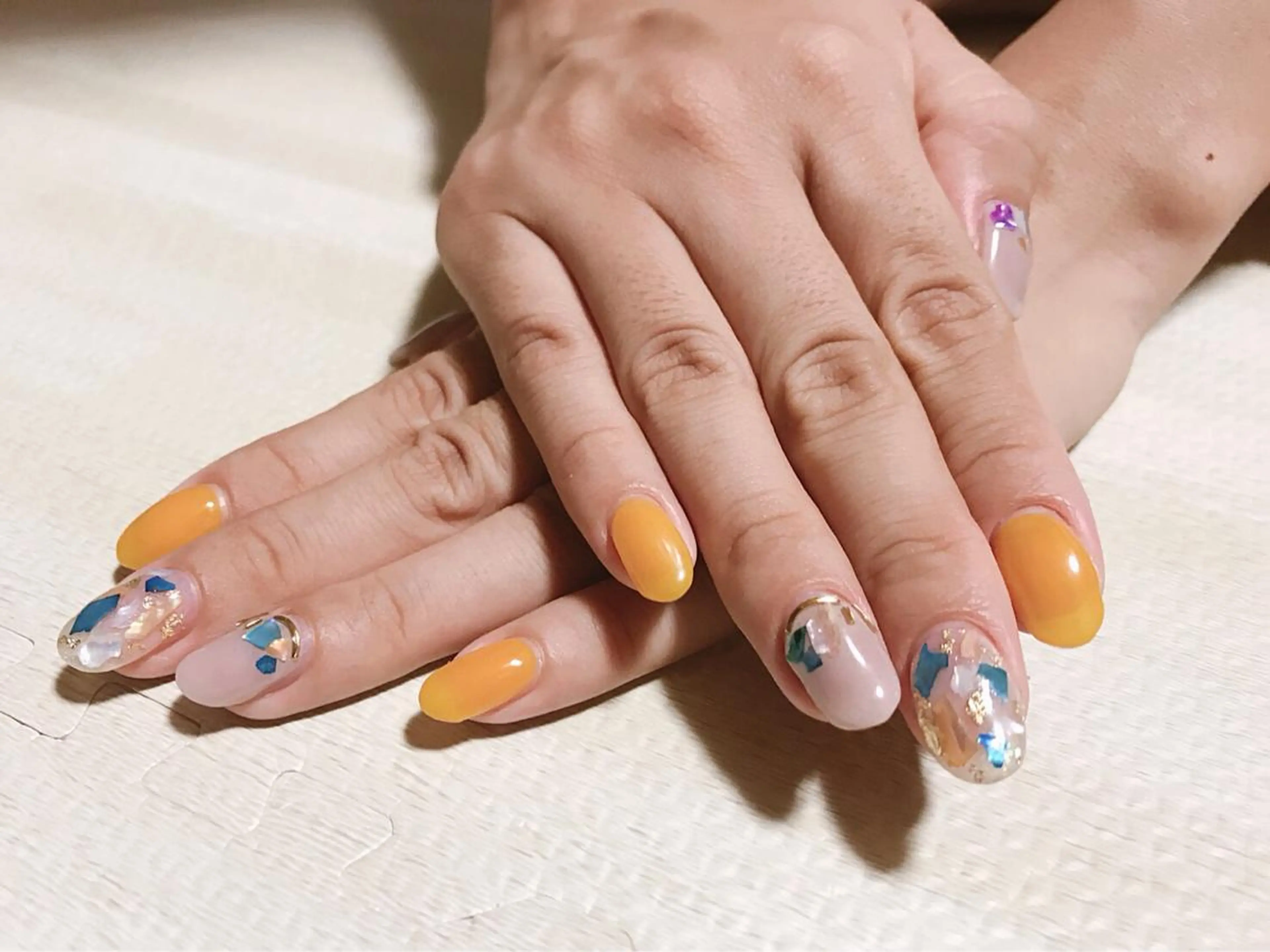 ネイル オレンジ ハンドネイル Nail Salon macherieのネイルデザイン