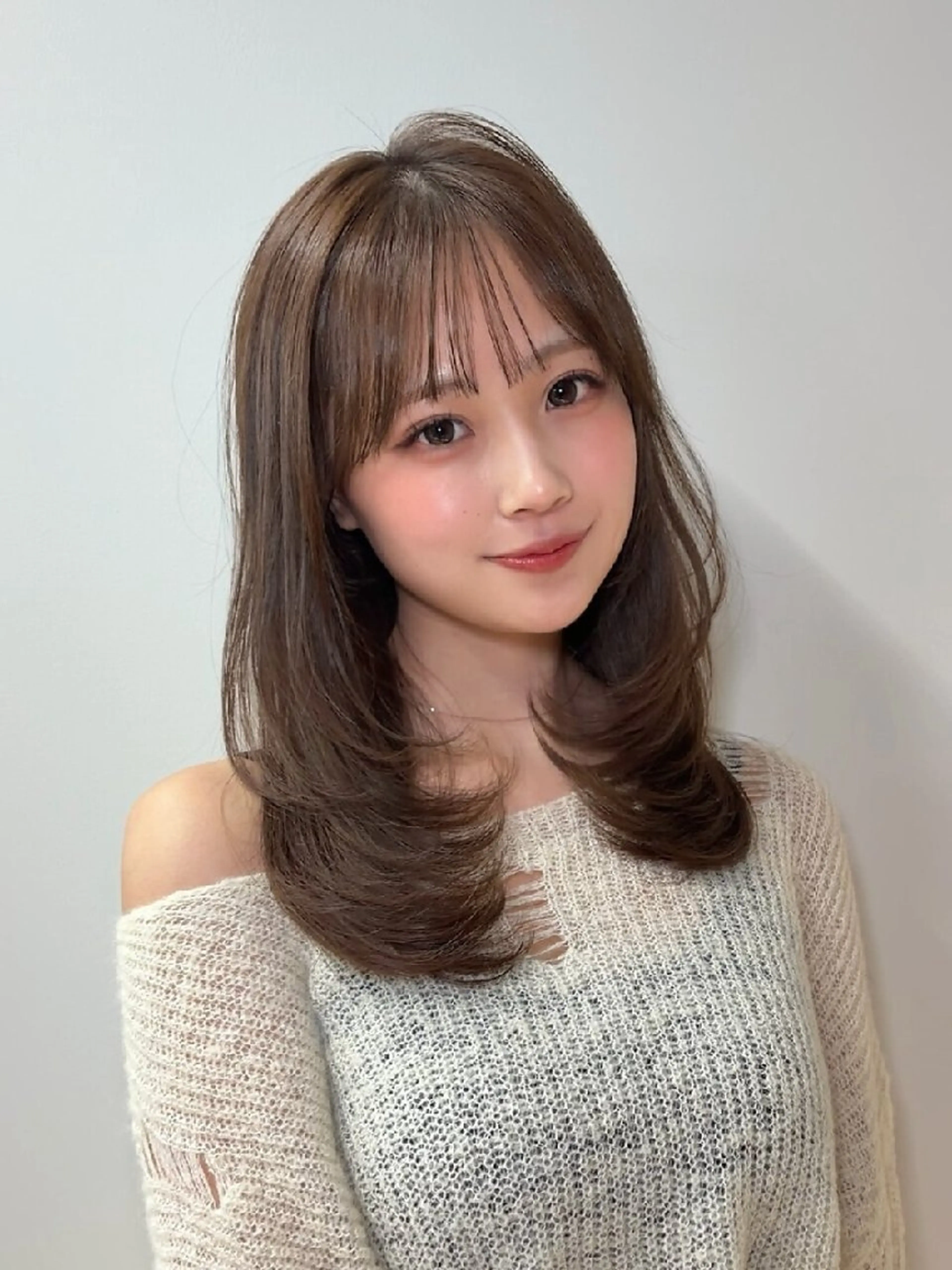 カラー ミディアム カット トリートメント 髪質改善/韓国ヘア /透明感カラー🧸のヘアスタイル