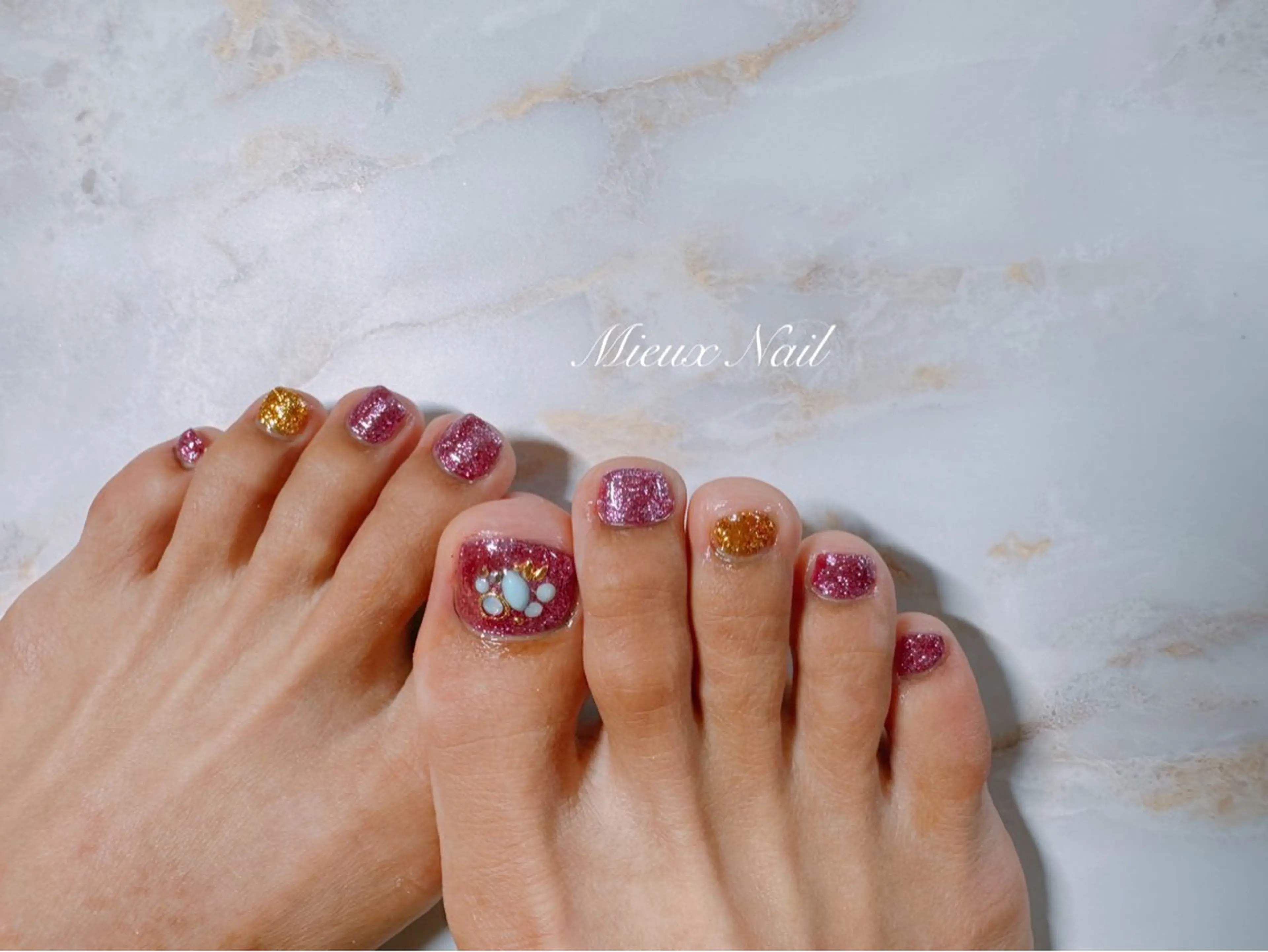 ネイル ブルー ジェルネイル パラジェル 市川 麻衣子のネイルデザイン