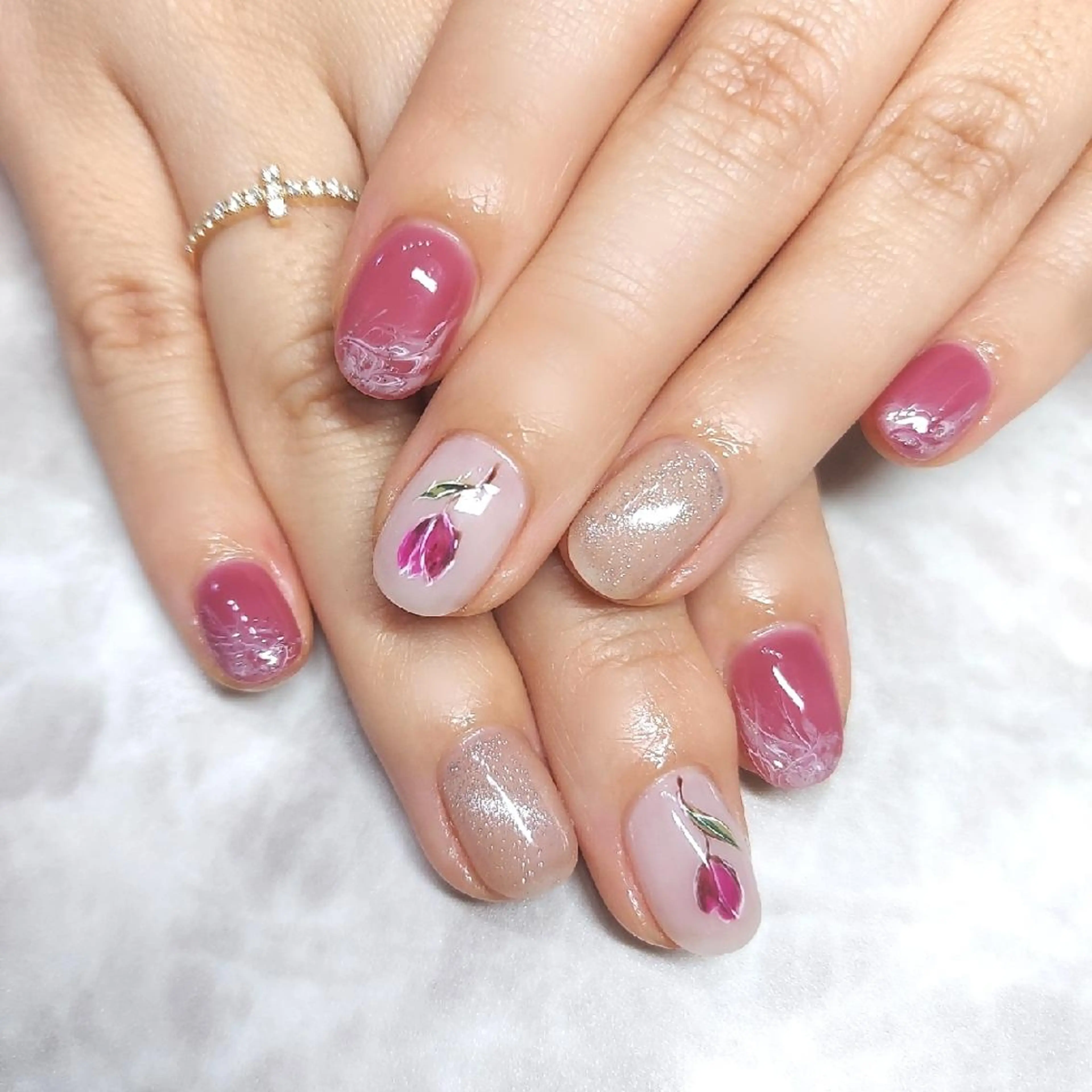ネイル フラワーネイル マグネットネイル ミラーネイル ニュアンスネイル ハンドネイル 栗東駅 徒歩10分 ネイルサロン ディアのネイルデザイン