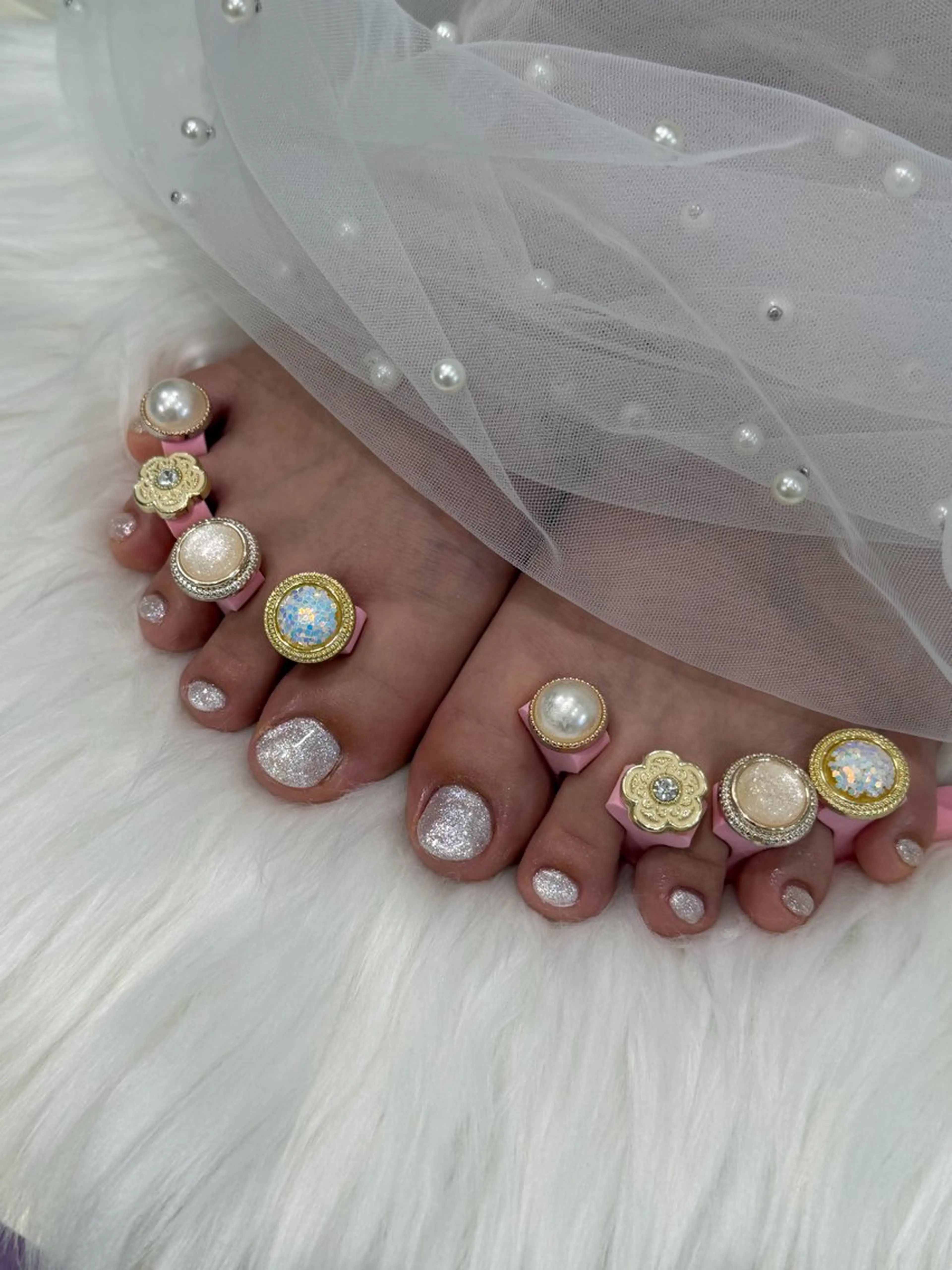 ネイル フットネイル 氷ネイル・うるうるネイル キラキラネイル ラメ(グリッター) シンプルネイル フットネイル Mermaid Nail みはなのネイルデザイン