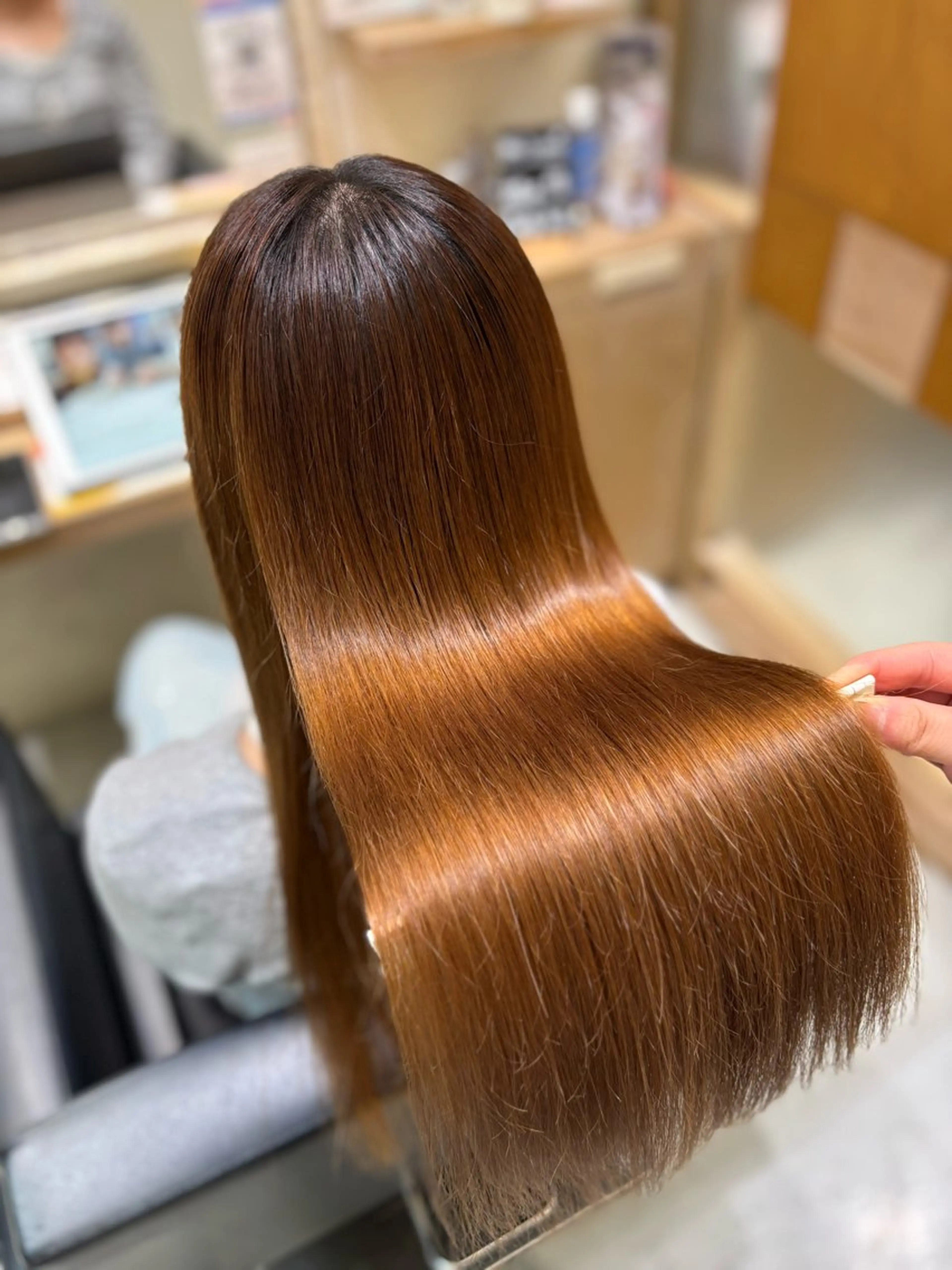ロング 縮毛矯正 トリートメント 透明感グレージュ/ 縮毛矯正/静岡のヘアスタイル