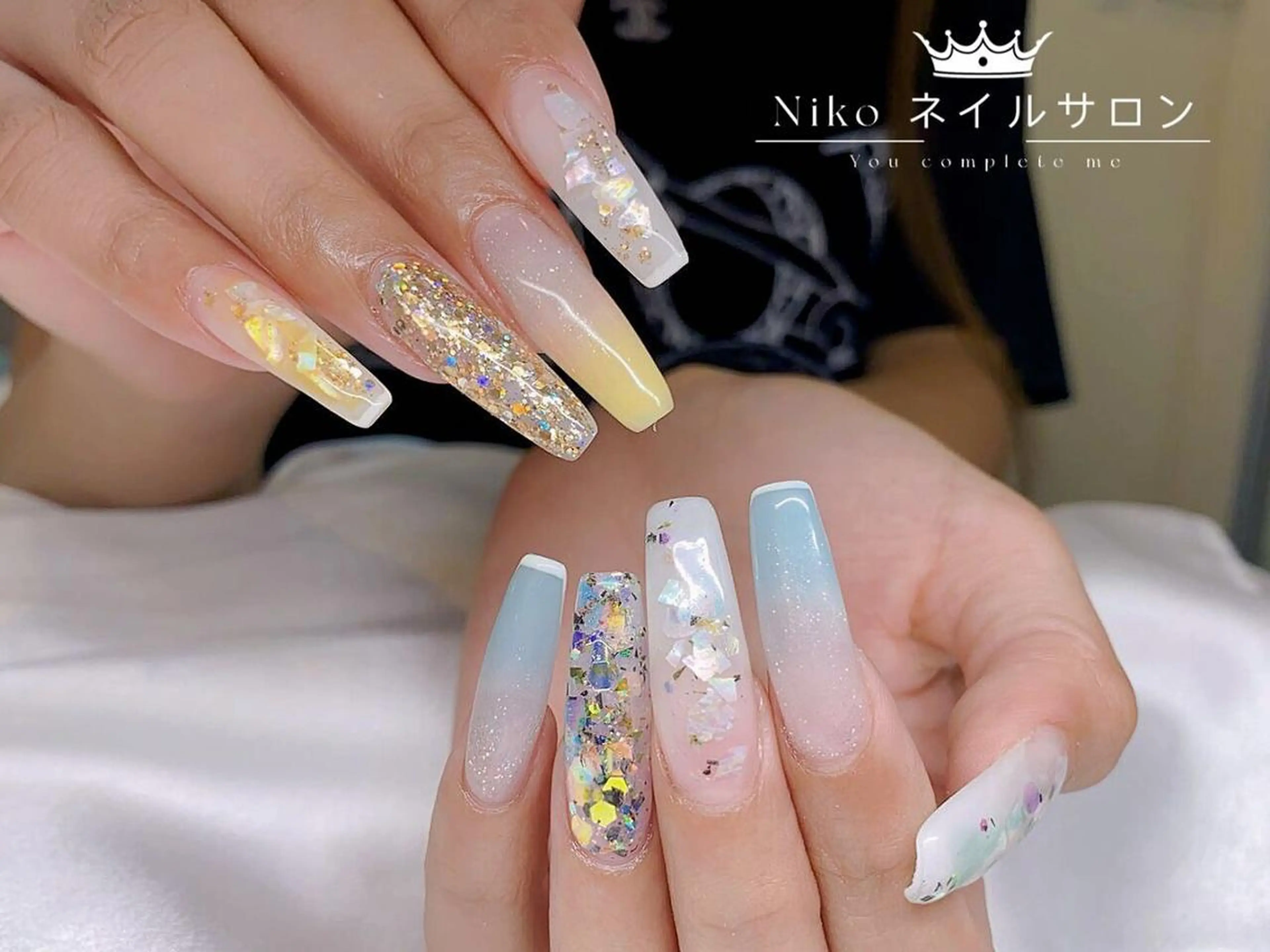 ネイル 長さ出し フットネイル フレンチネイル ジェルネイル ガラスフレンチ Niko ネイルサロン大宮店のネイルデザイン