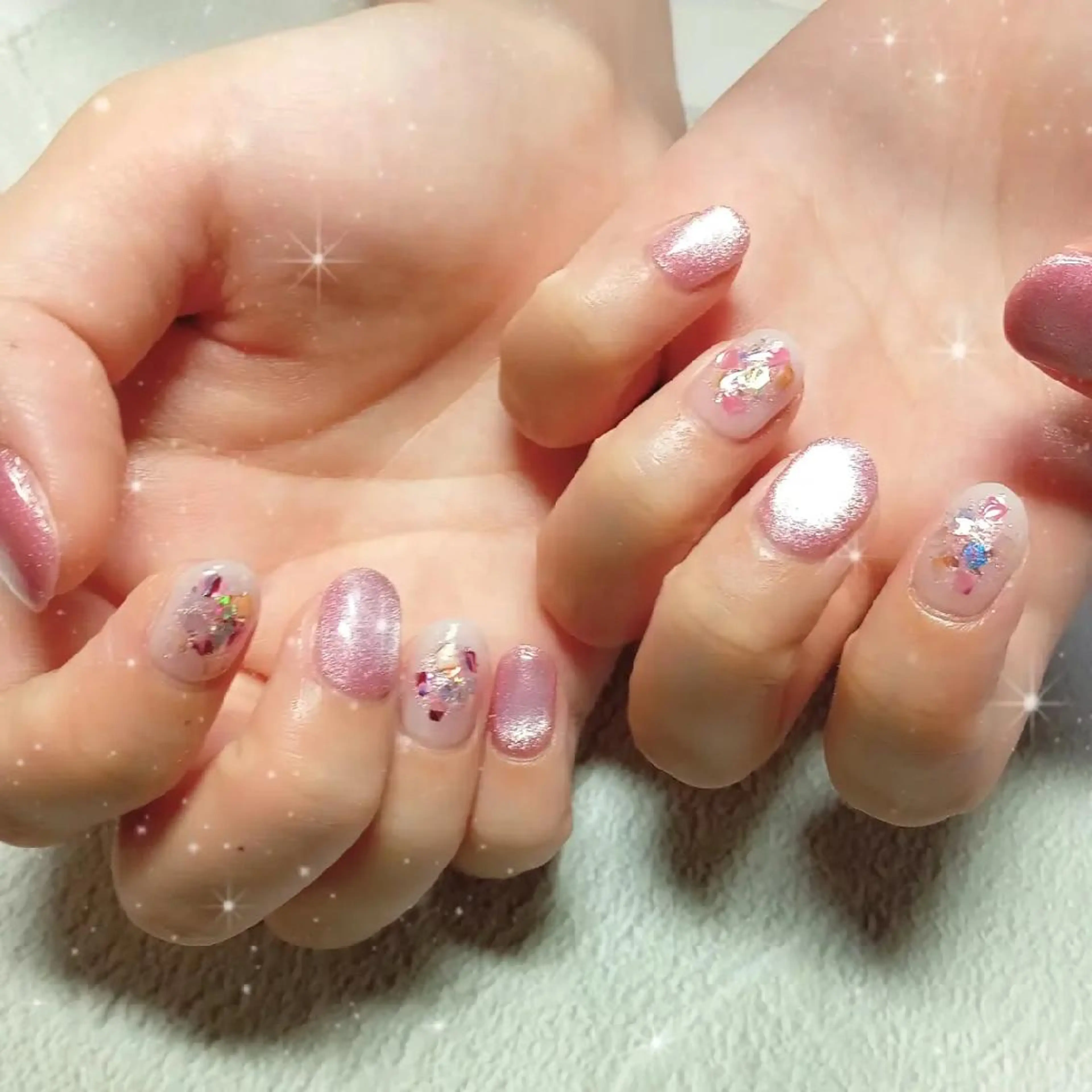 ネイル ホログラムネイル キラキラネイル ラメ(グリッター) マグネットネイル 大理石ネイル(マーブル) ハンドネイル flure de neige yukiのネイルデザイン