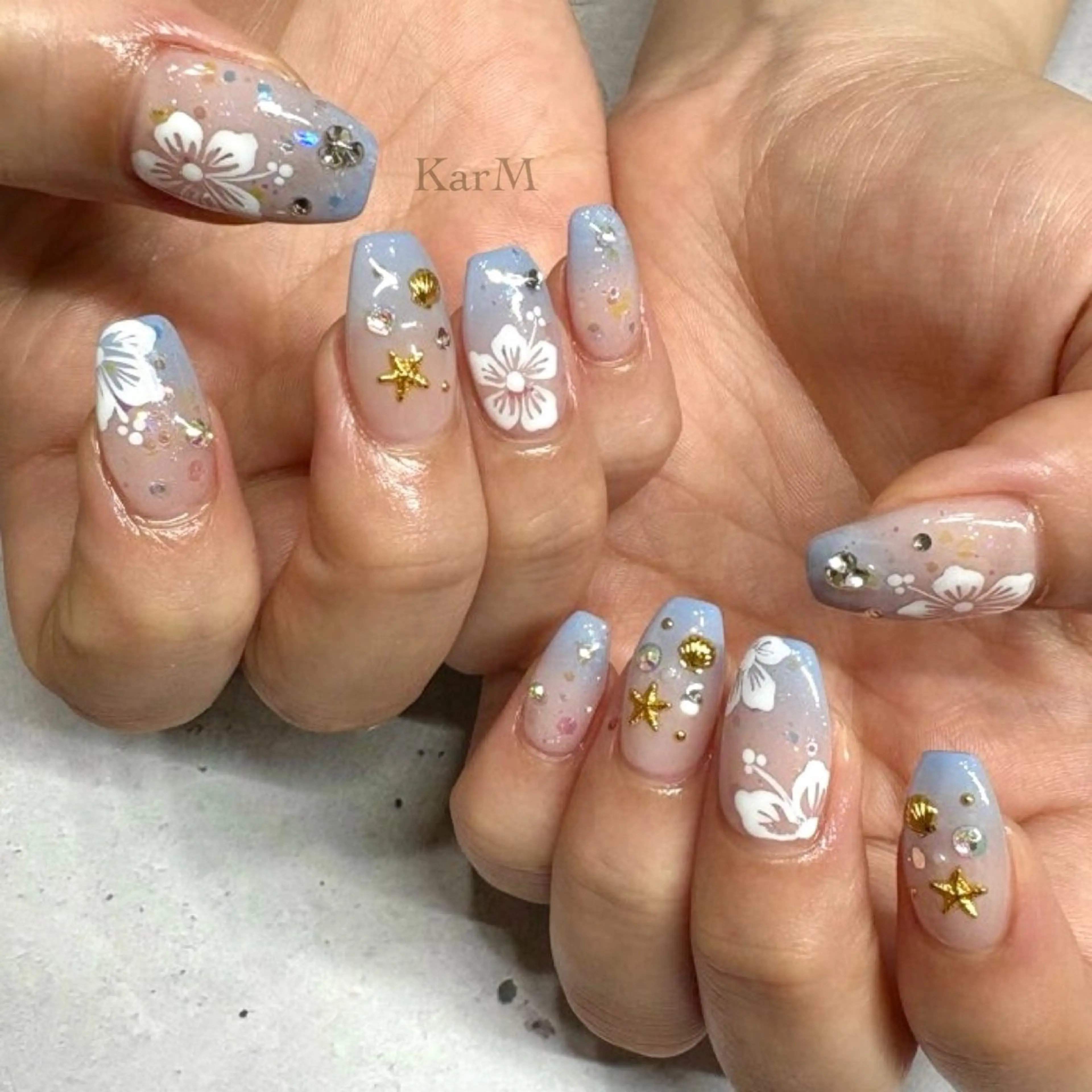 ネイル オーロラネイル チークネイル フラッシュネイル フレンチネイル グラデーション ハンドネイル ogino karinのネイルデザイン