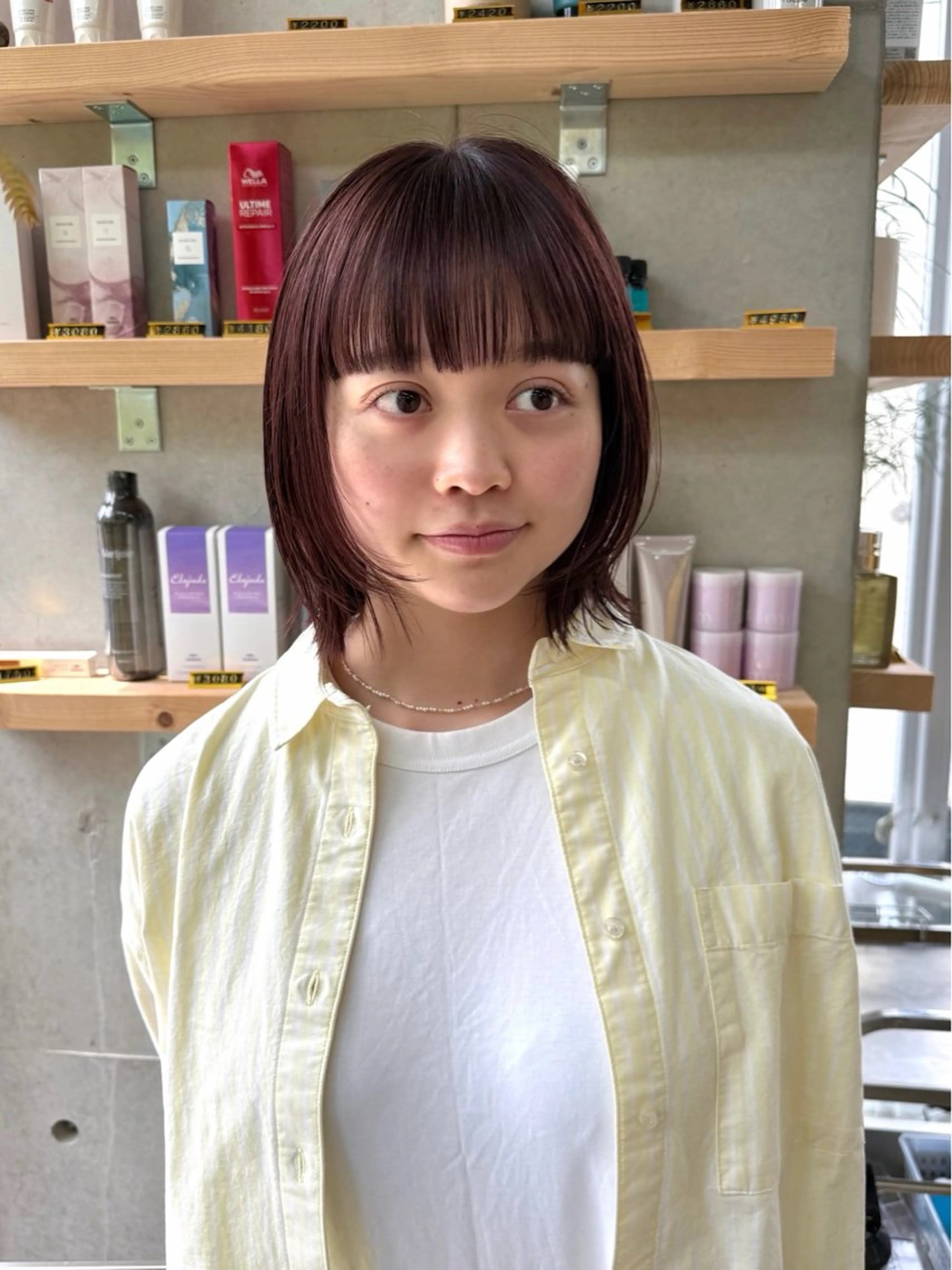 ミディアム ボブレイヤー ボブ レイヤーカット ローレイヤー ワイドバング U-fuショート 伊藤拓海のヘアスタイル