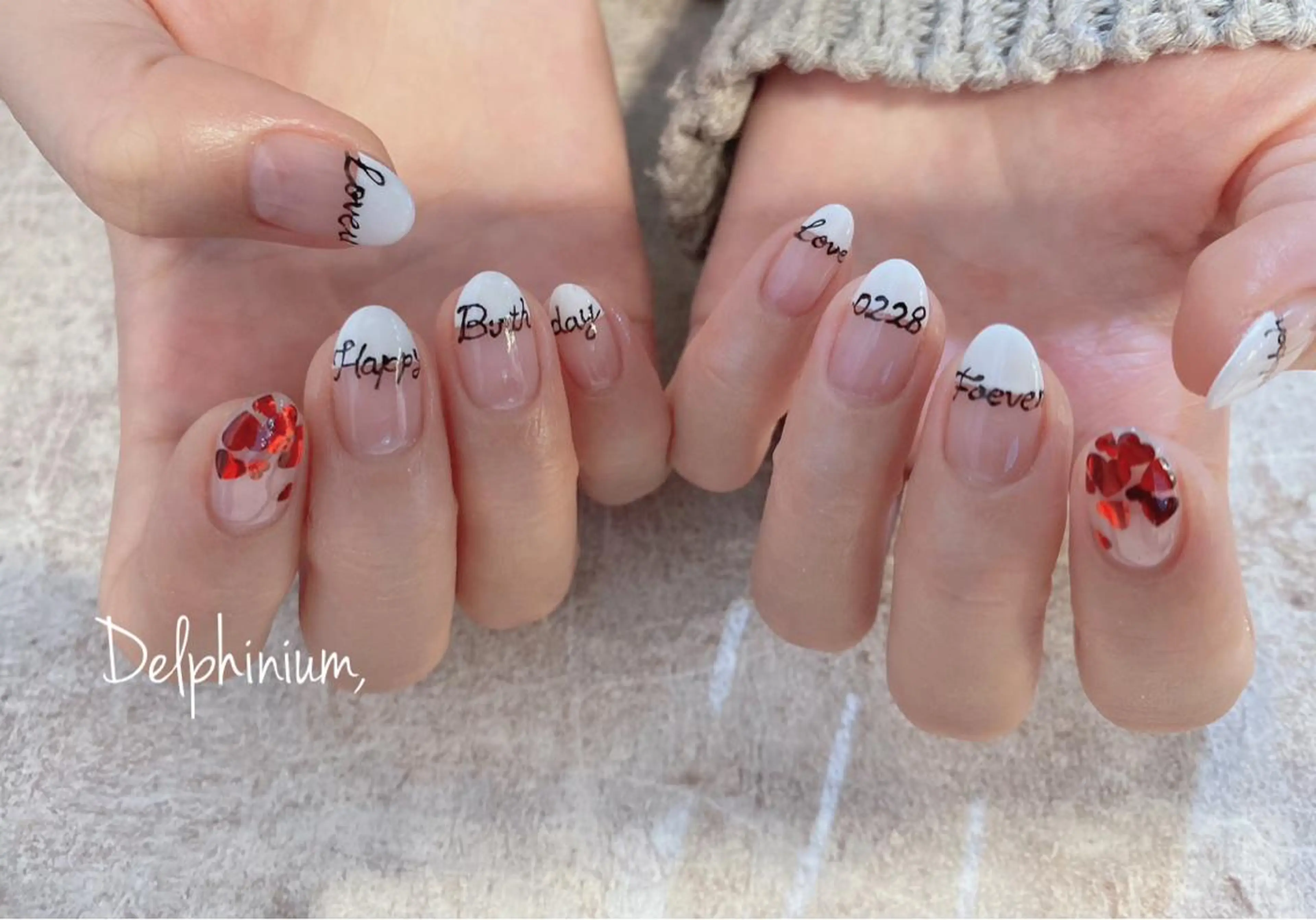 ネイル バレンタイン ハンドネイル 岡本 友恵のネイルデザイン