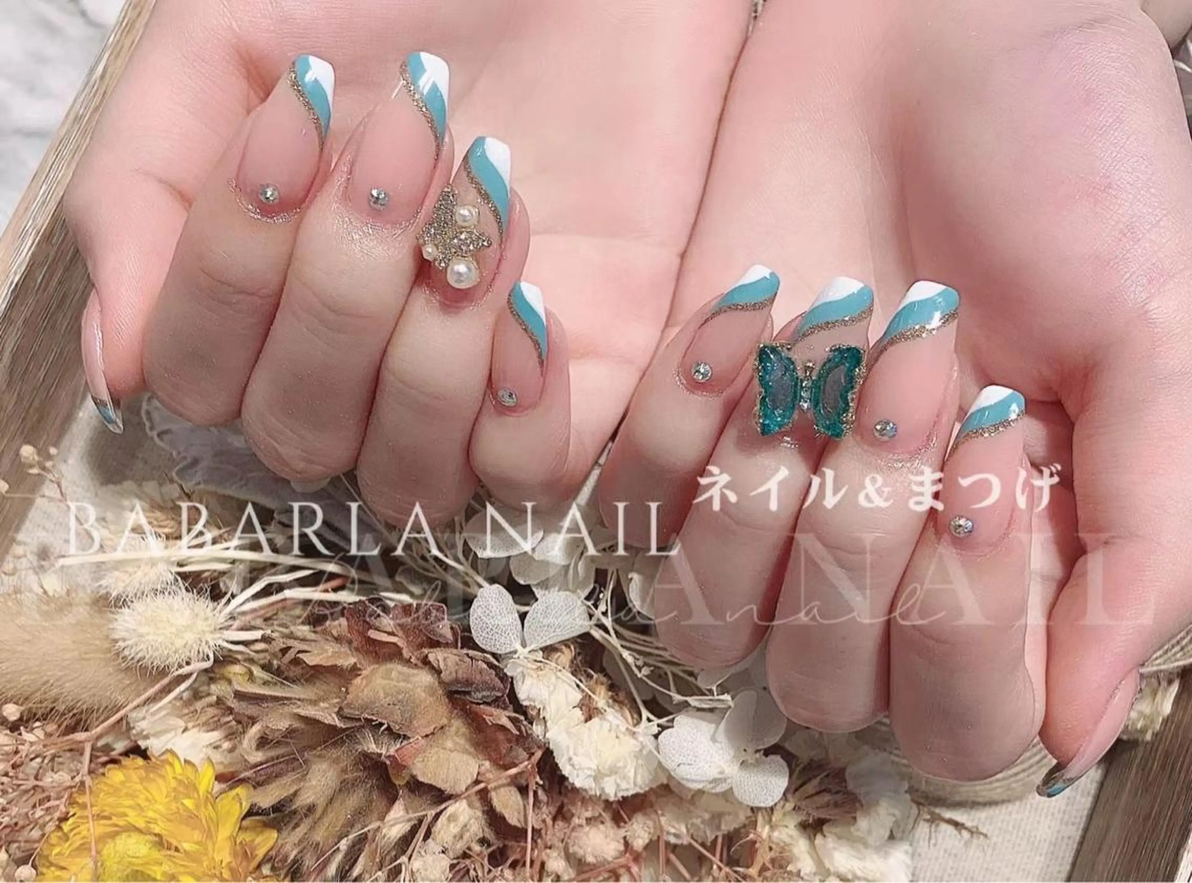ネイル ゴールド グリーン Babarla nailのネイルデザイン