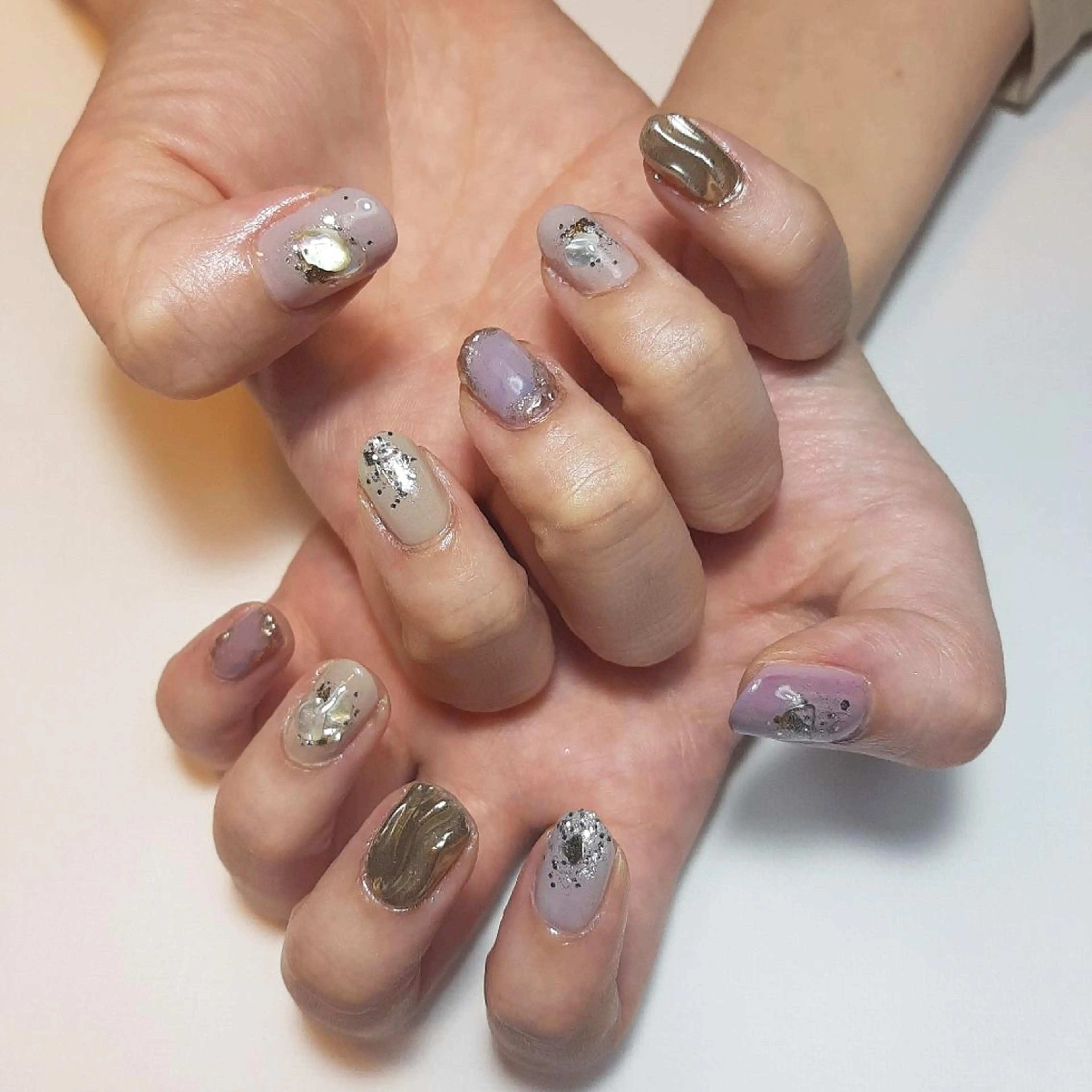 ネイル ミラーネイル ニュアンスネイル 春ネイル owlnail /持込みデザイン専門のネイルデザイン