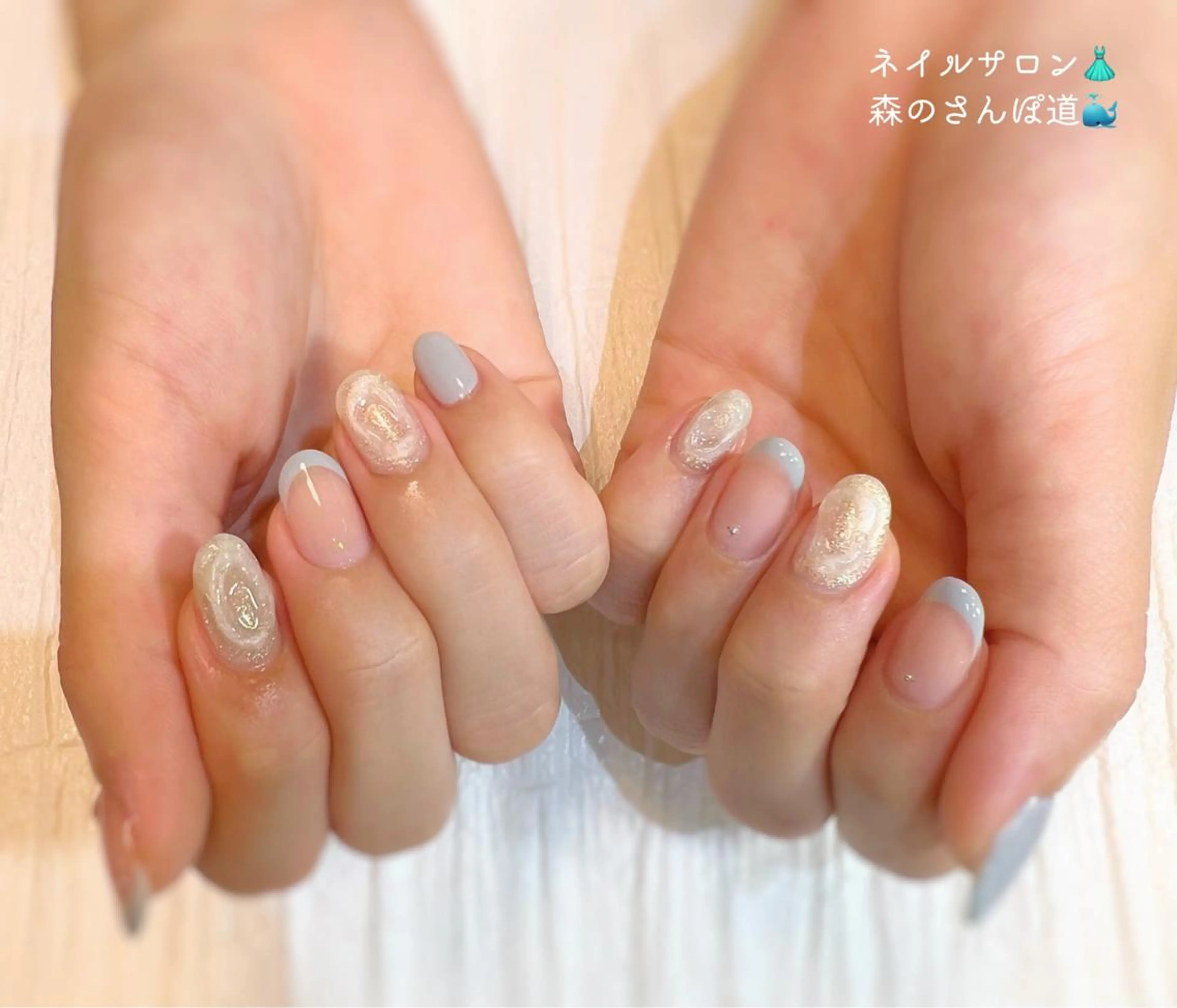 ネイル ハンドネイル ショートネイル 森のさんぽ道のネイルデザイン