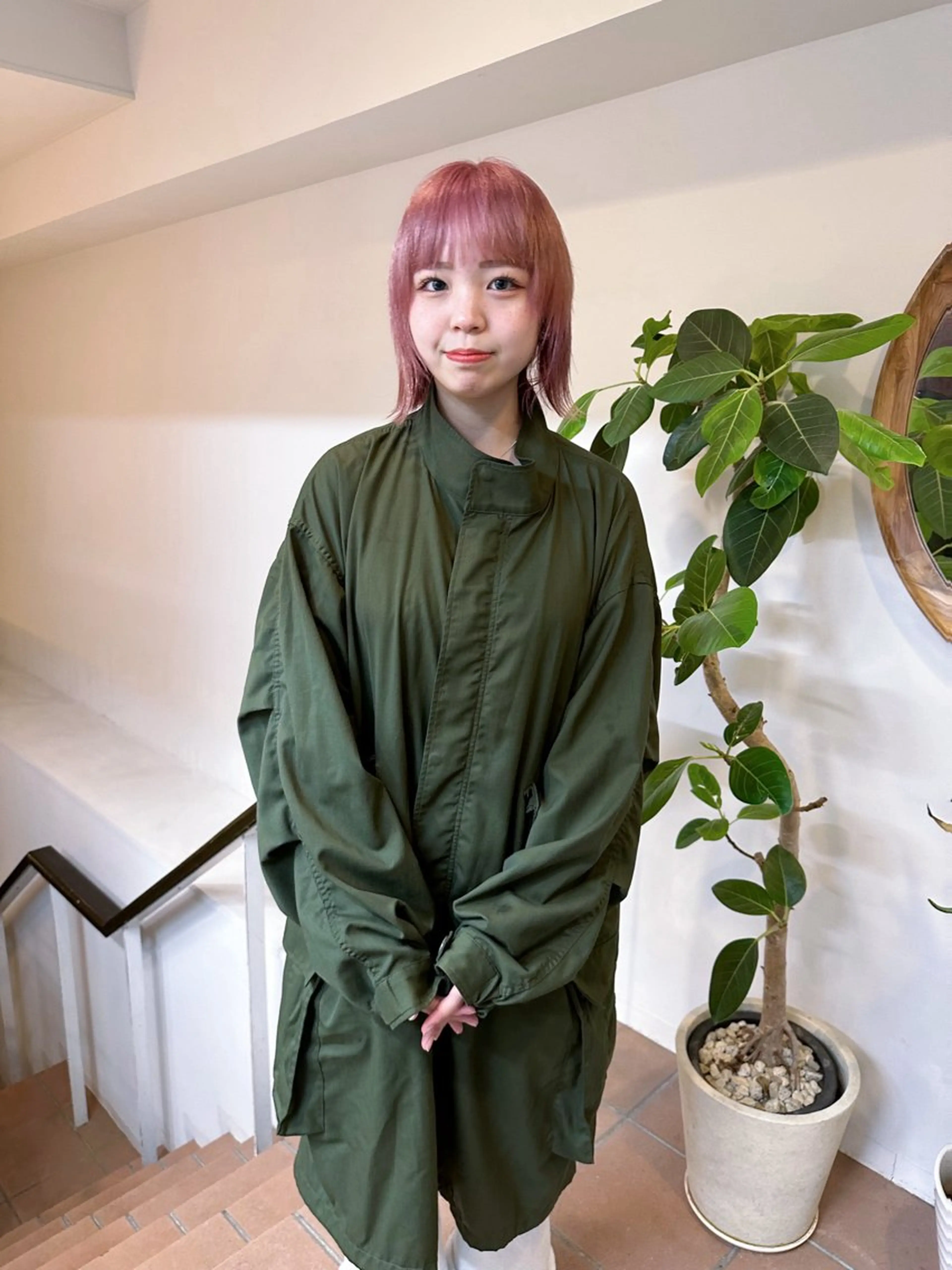 ショート カラー ベージュカラー ブリーチ ダブルカラー ピンクカラー ピンクベージュ ハイライト🌟/ ボブ/豊田のヘアスタイル