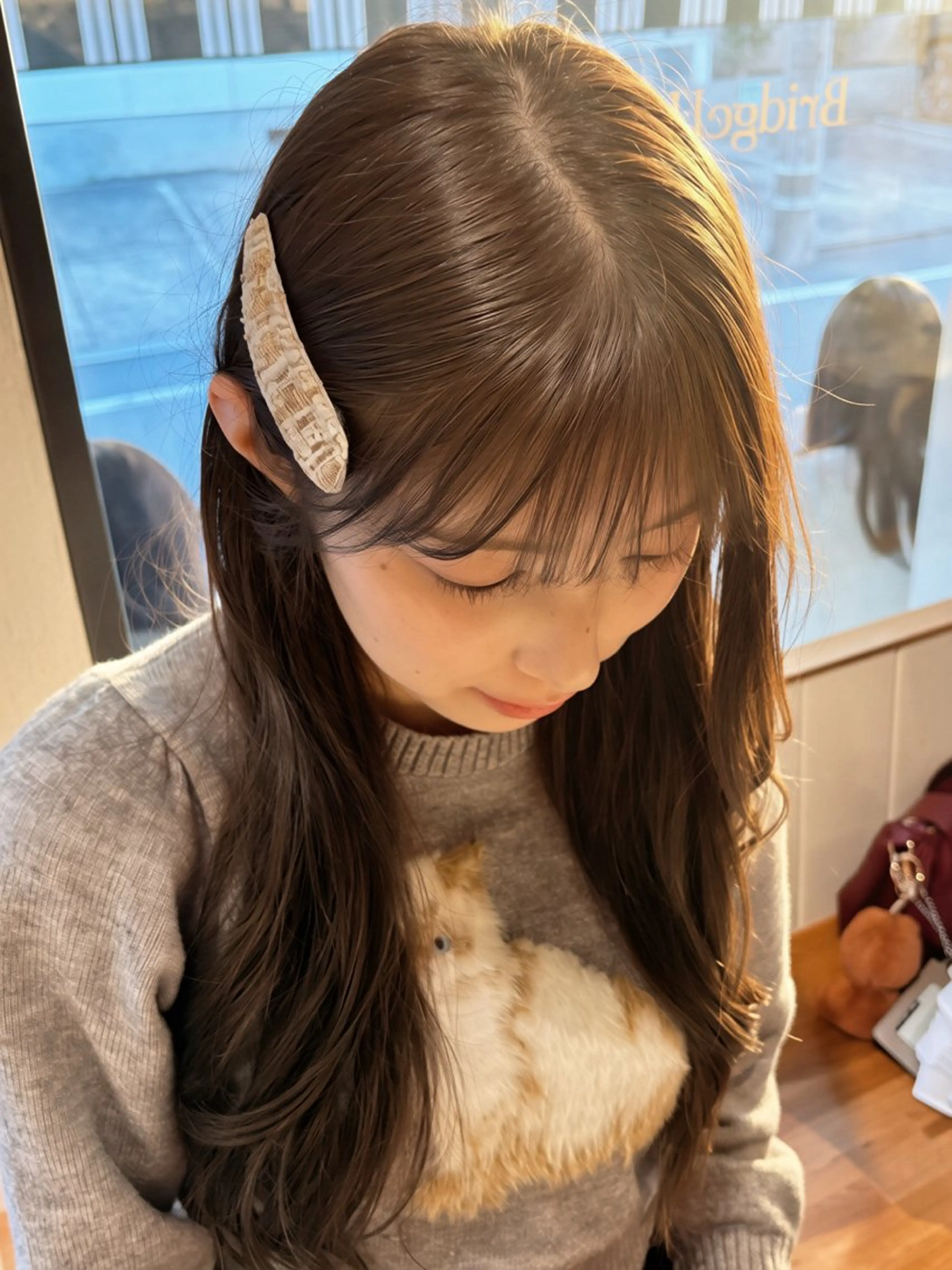 ロング カラー ベージュカラー ヘーゼル ヘアカラー ヘーゼルベージュ/ 赤み消し/はるのヘアスタイル