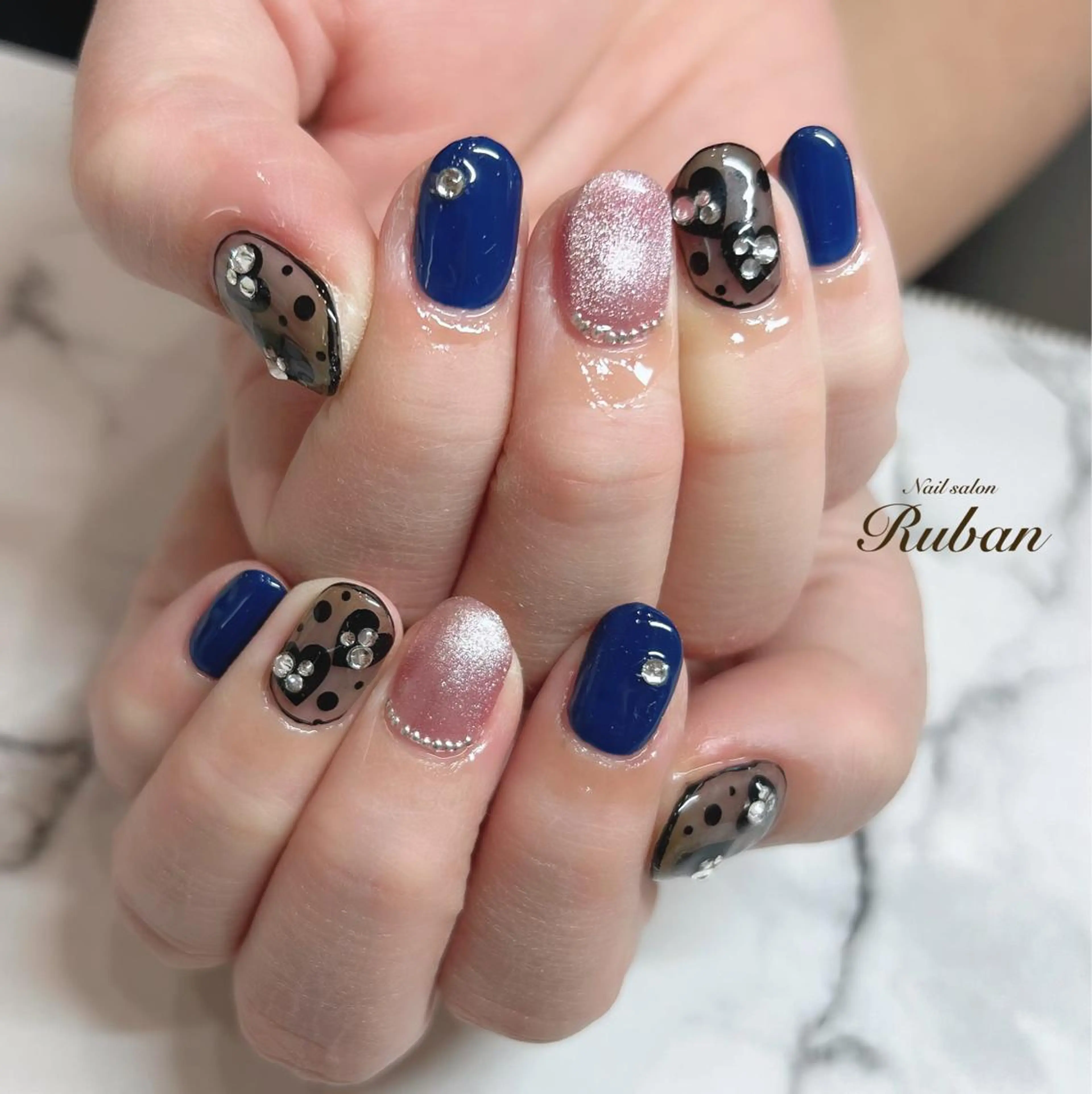 ネイル ハート マグネットネイル バレンタイン Nail salon Rubanのネイルデザイン