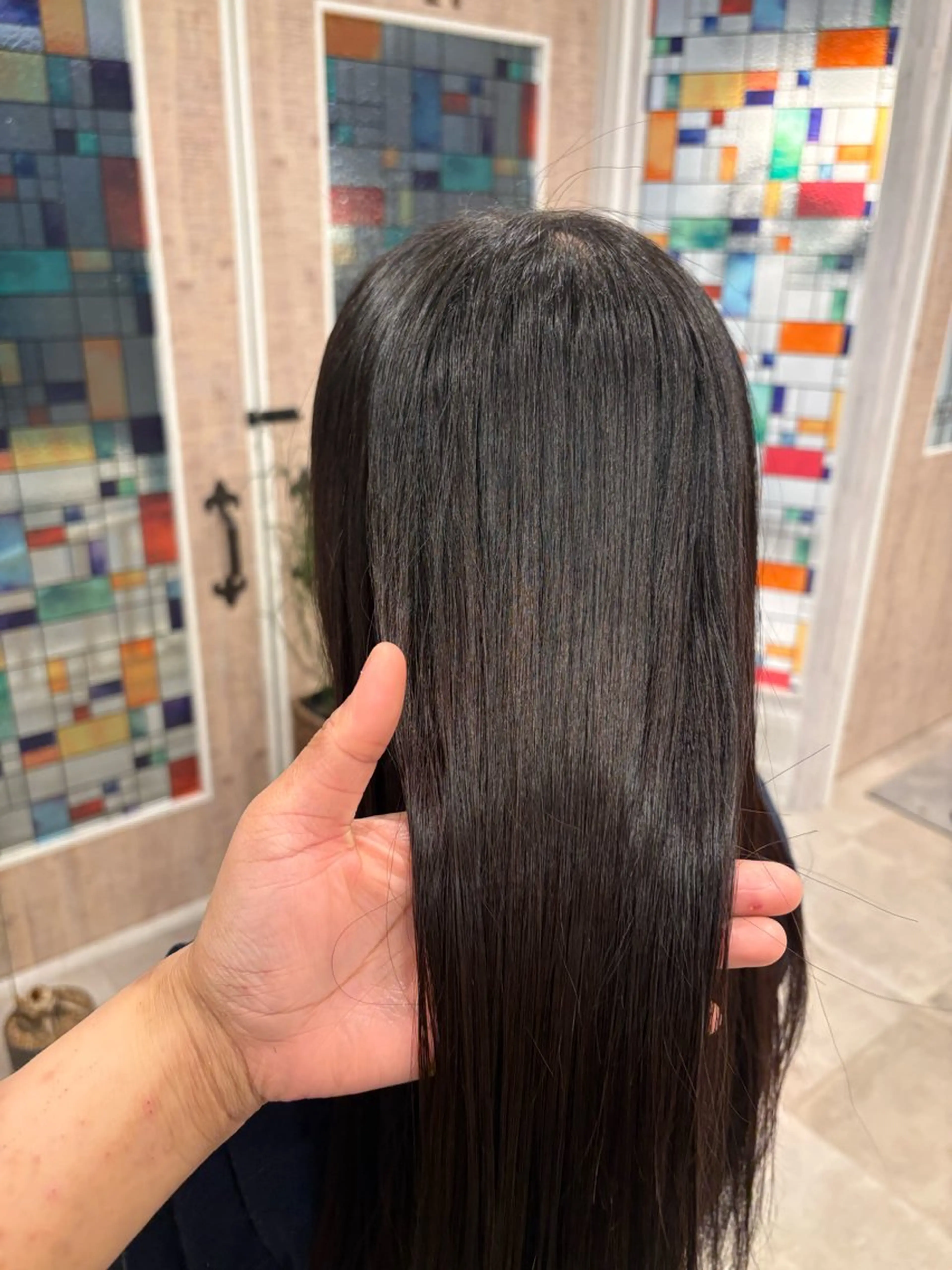 ロング 縮毛矯正 Calbari 鎌田美歩のヘアスタイル