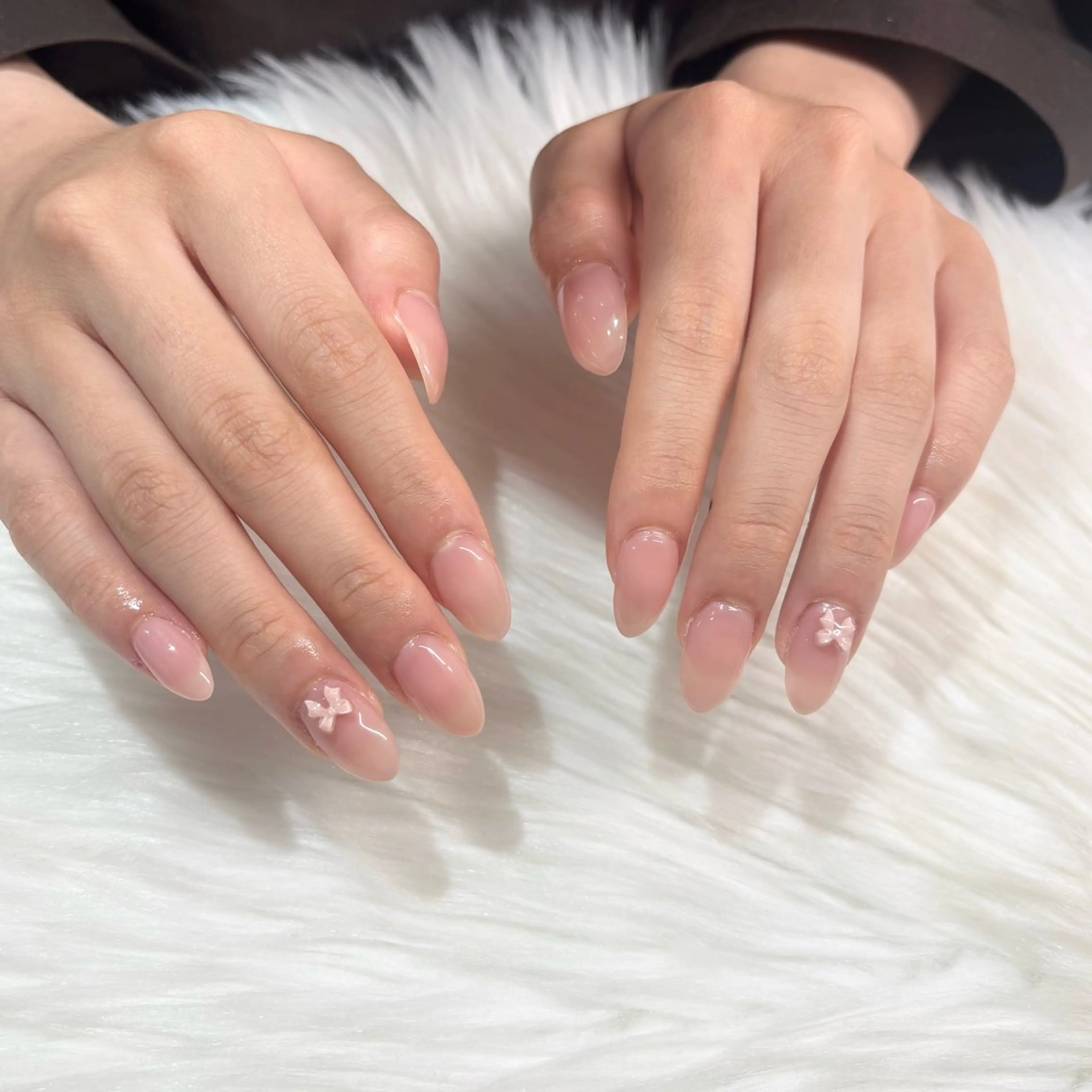 ネイル ワンカラーネイル ピンク リボン Viel💅 〜himene〜のネイルデザイン