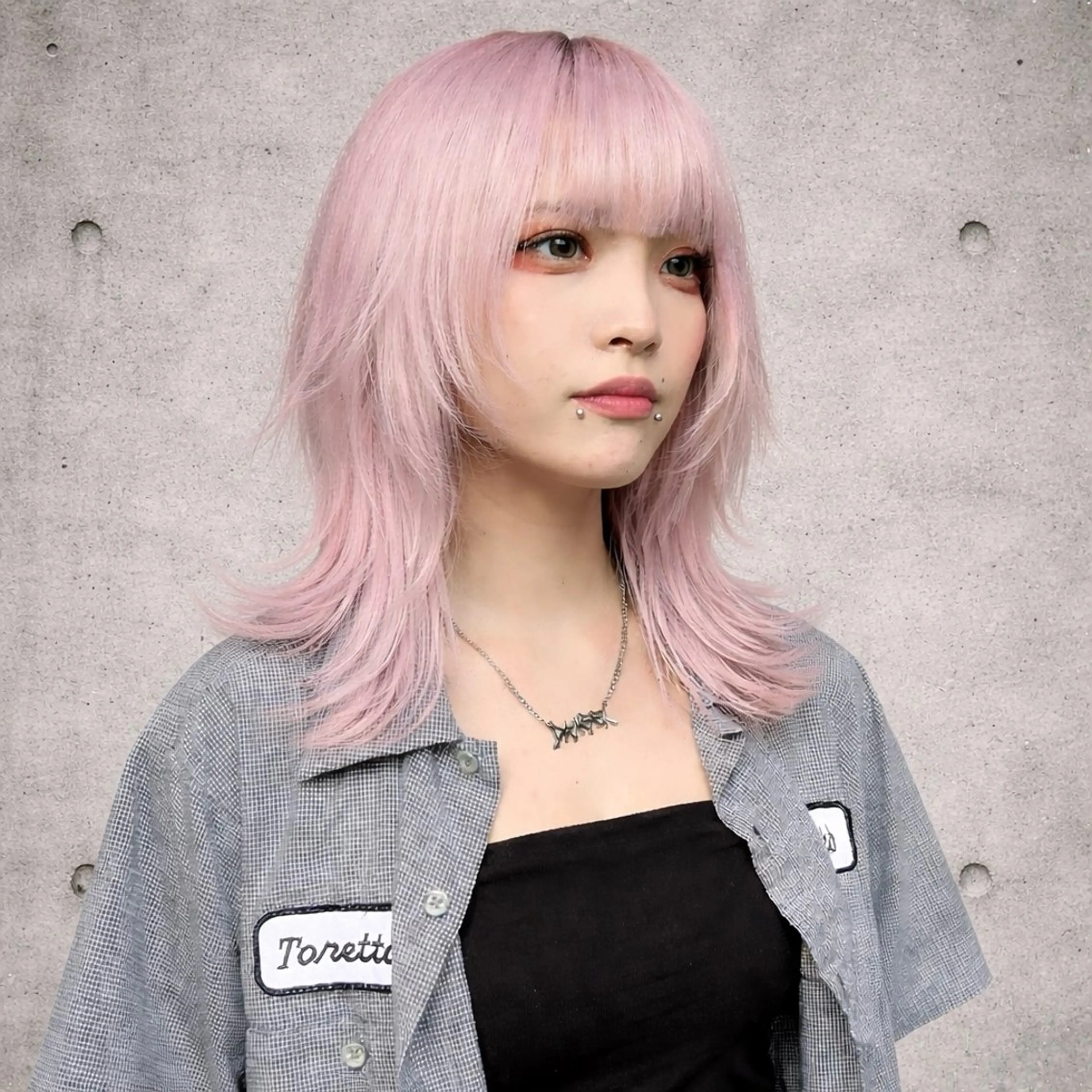 ミディアム カラー ブリーチ ケアブリーチ ハイトーンカラー ピンクカラー ホワイトピンク ✨ブリーチ支持No1 複雑履歴修正/舘岡のヘアスタイル