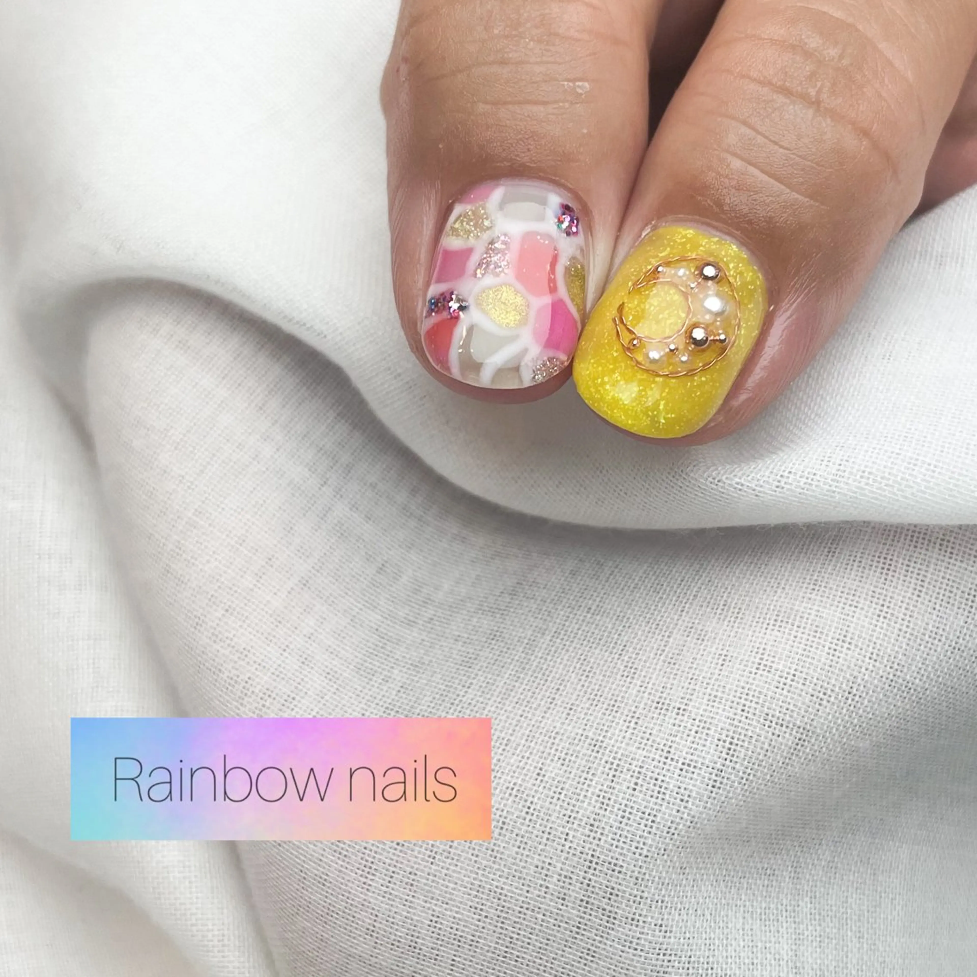 ネイル Rainbow nailsくろちゃんのネイルデザイン