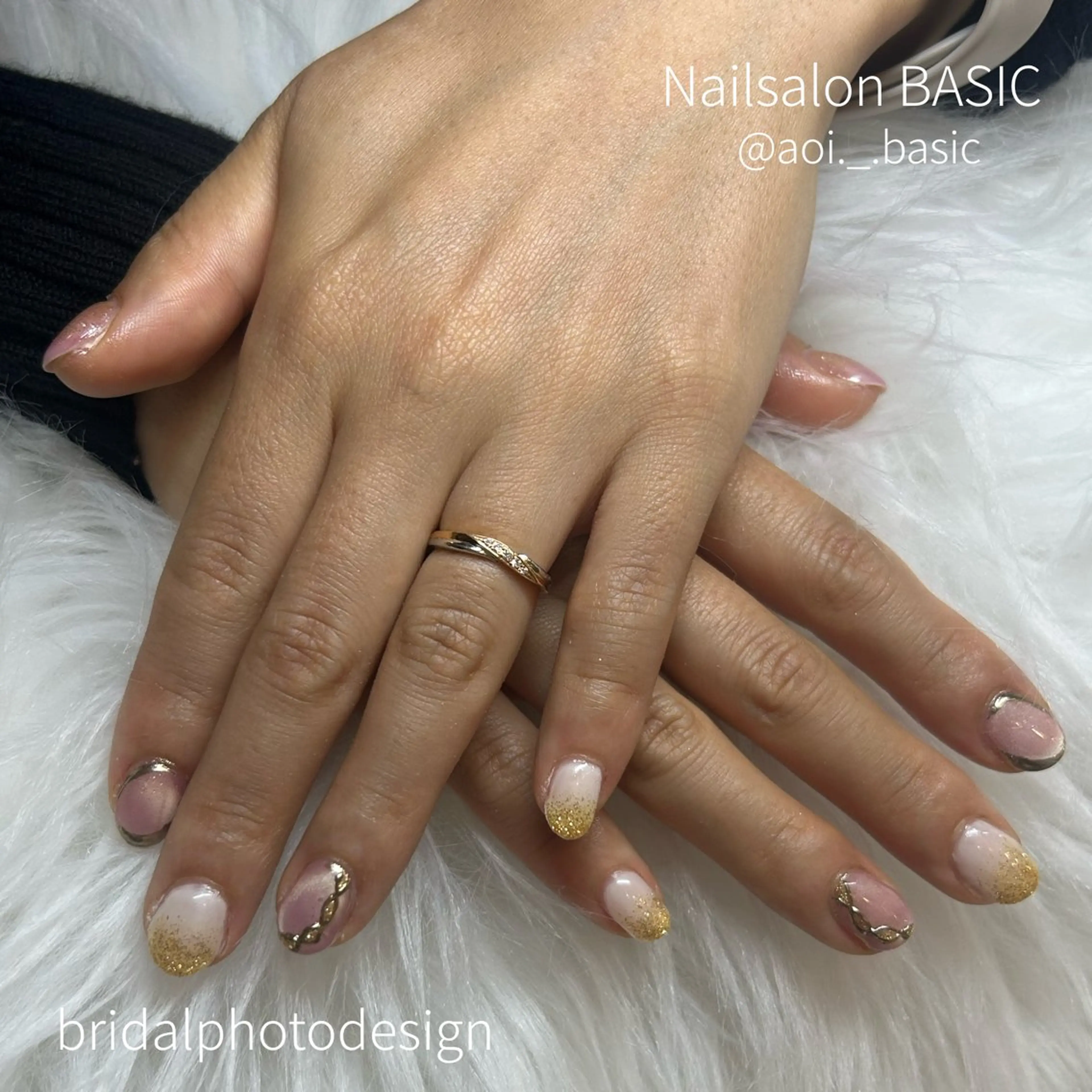 ネイル ブライダルネイル ハンドネイル BASIC麻布十番店 あおいのネイルデザイン