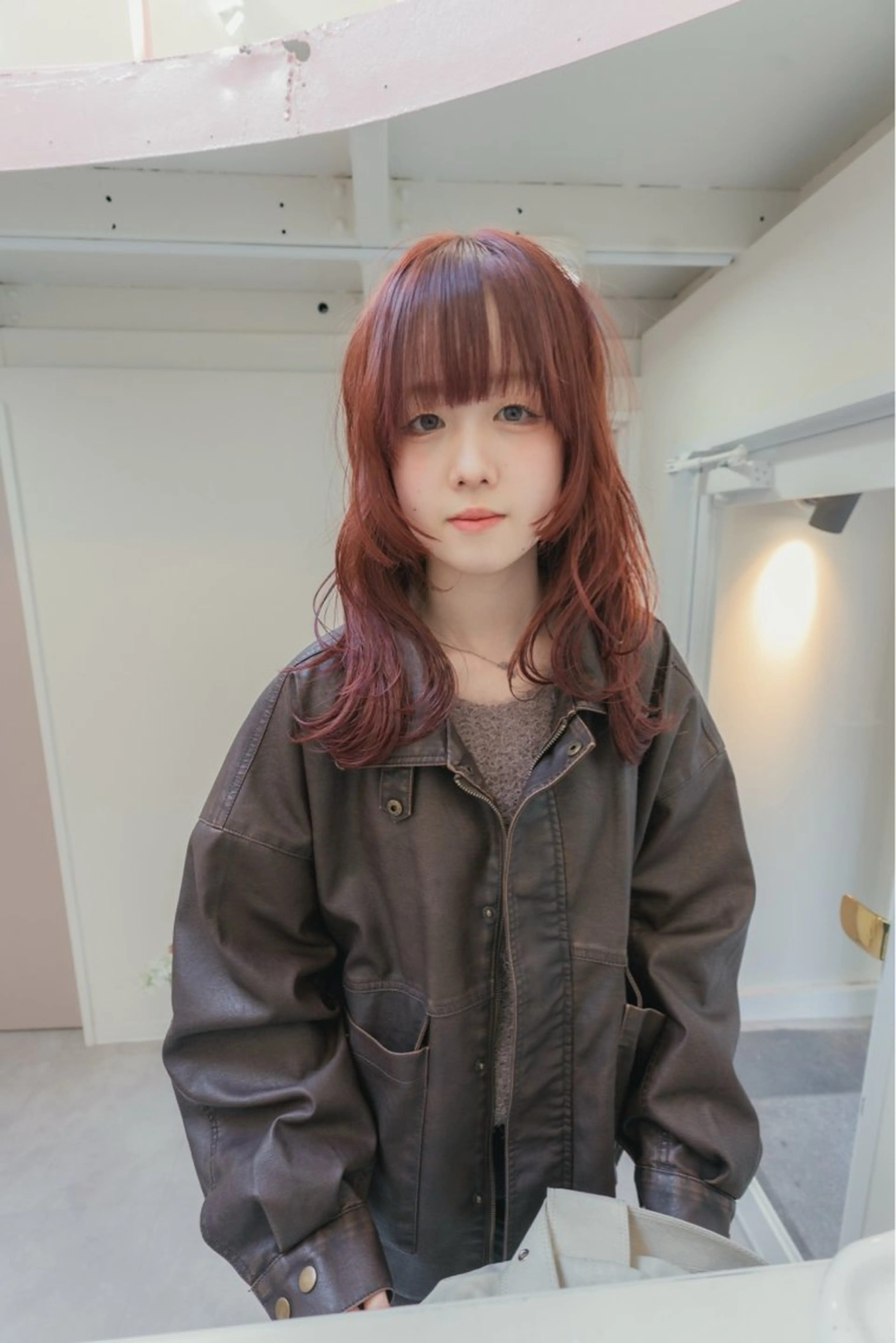 ロング ピンクブラウン レイヤーカット カット ヘアカラー トリートメント kyon.hair 韓国カットカラーのヘアスタイル