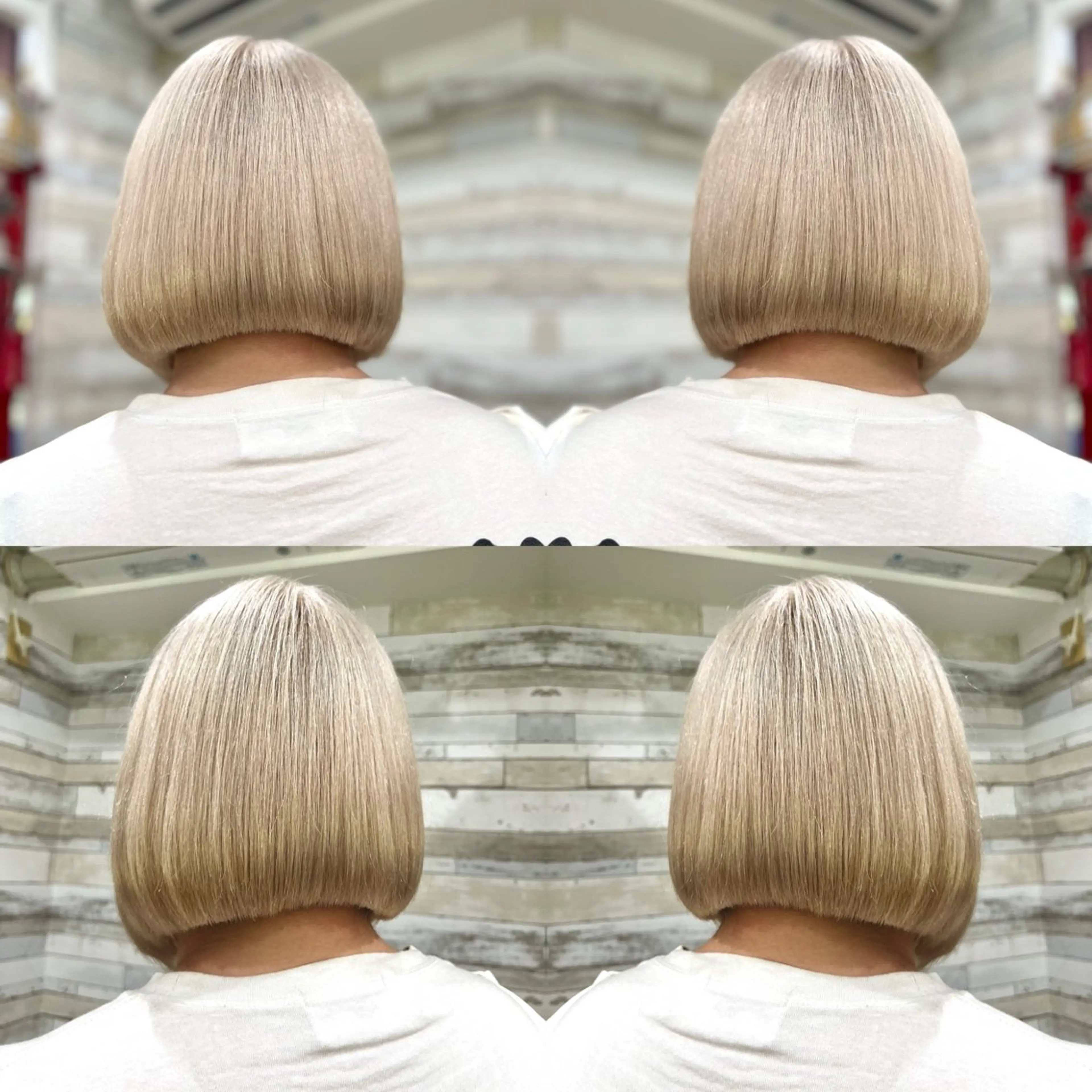 ミディアム カラー ベージュカラー ハイトーンカラー ホワイトベージュ ボブ ヘアカラー トリートメント "PEPPU "所属・🌈推し色派手髪 ハイトーンShinのヘアスタイル