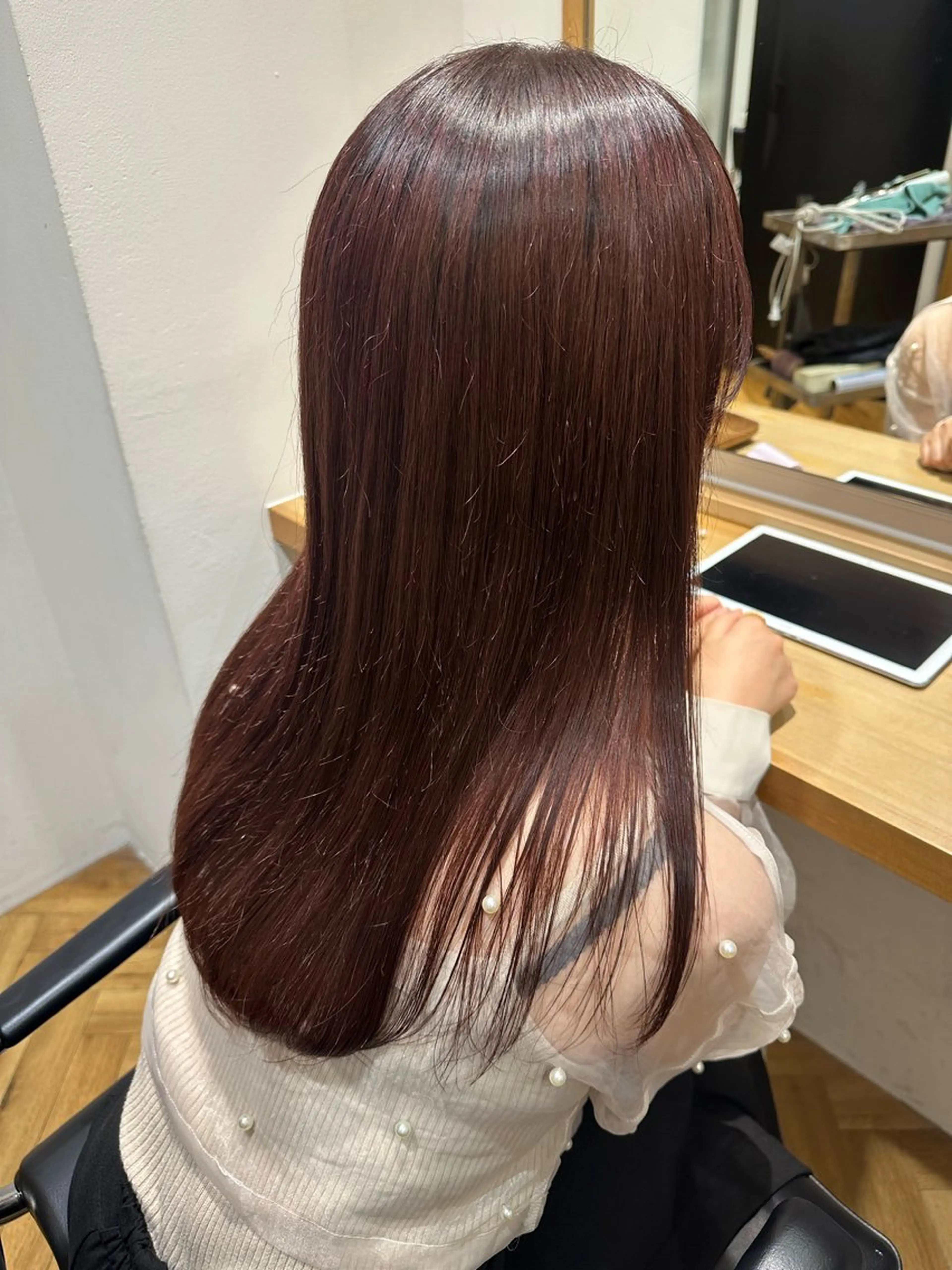 ロング カラー カシス ピンクカラー 織田 ゆみのヘアスタイル