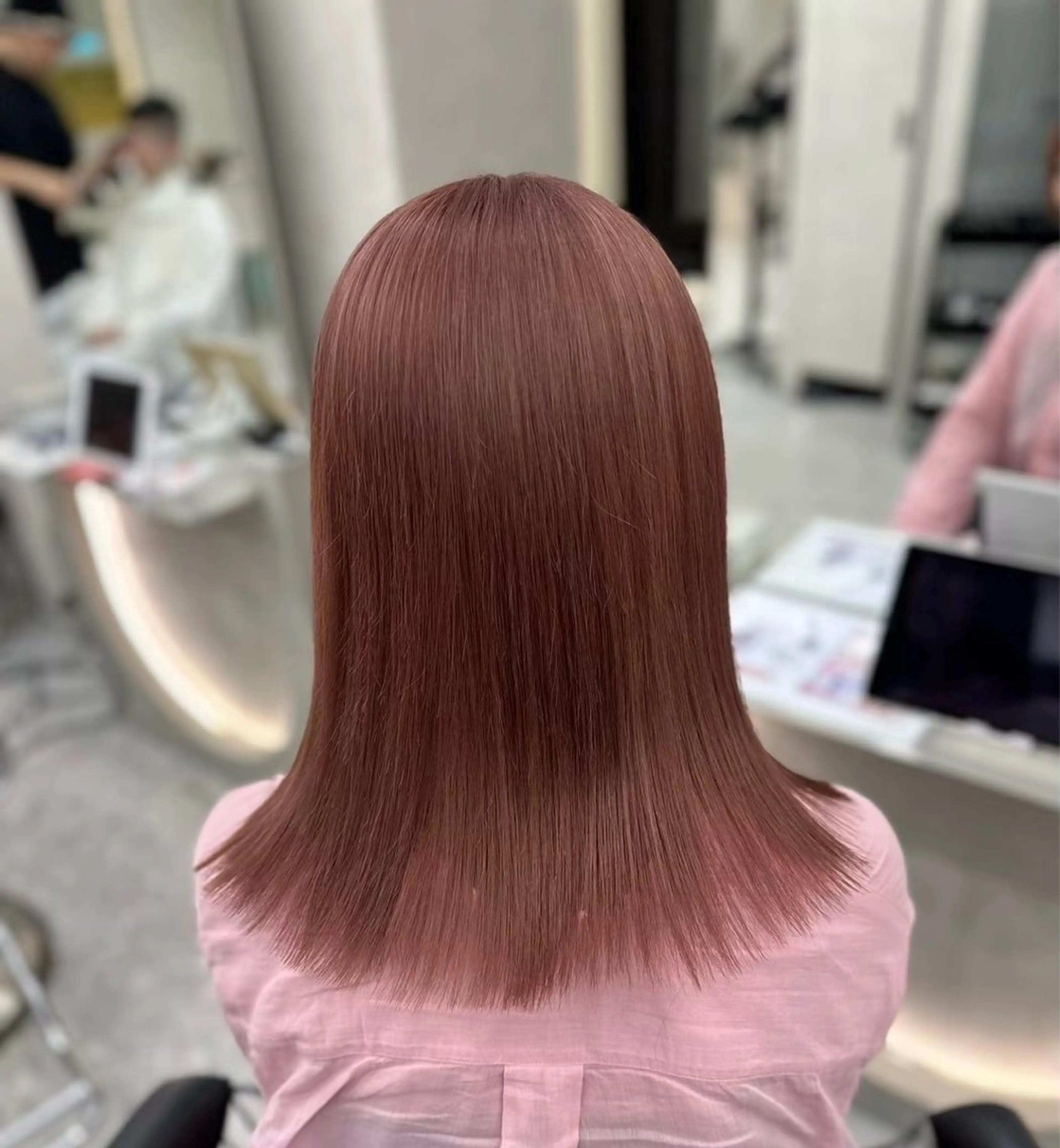 ミディアム 韓国風ヘア ワンホンヘア 🎀透明感カラー shizuka🎀のヘアスタイル