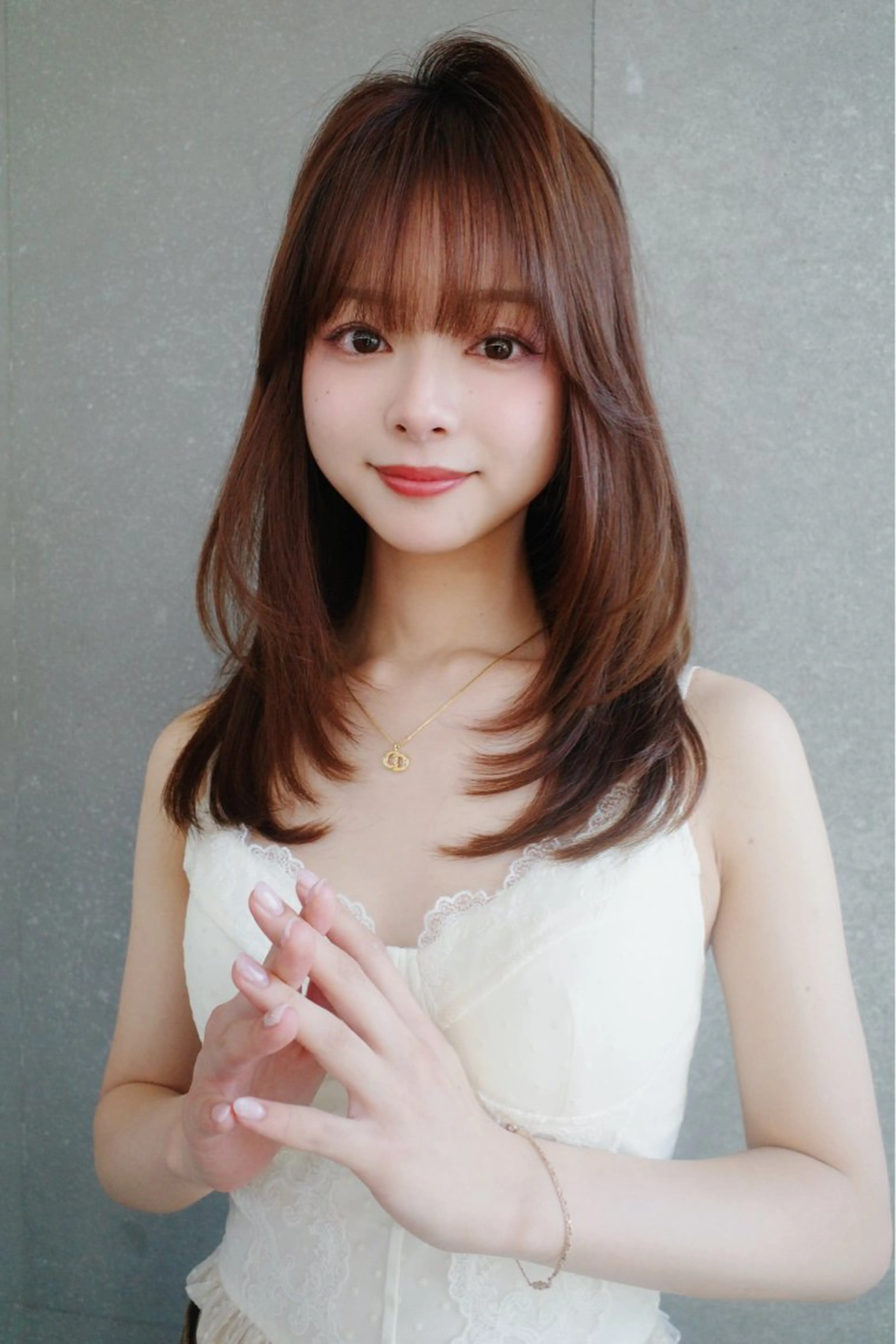 ミディアム カラー ブリーチ ブリーチなしカラー 髪質改善 レイヤーカット 縮毛矯正 【博多髪質改善】 吉村　清志のヘアスタイル