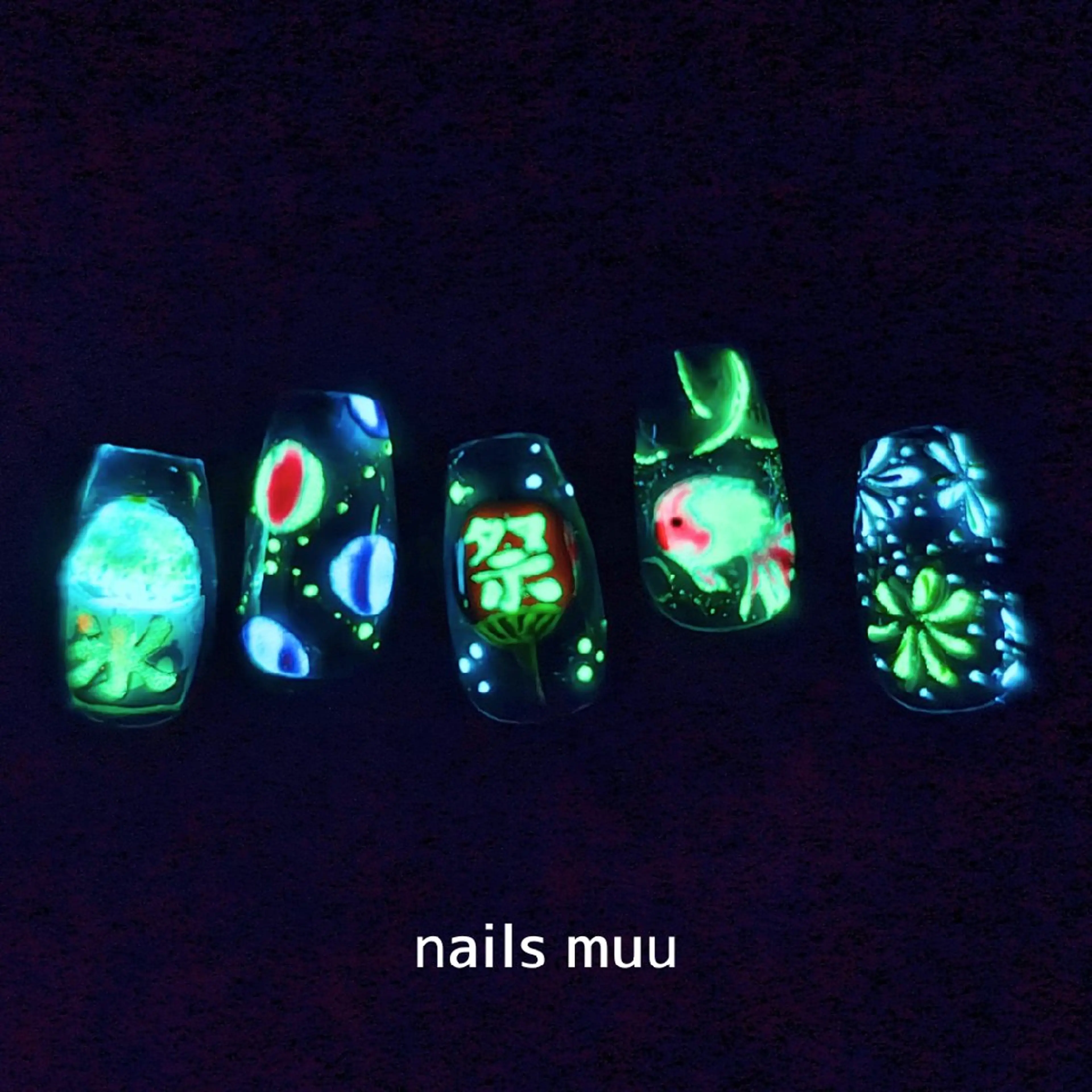 ネイル ブルー 氷ネイル・うるうるネイル 春ネイル 夏ネイル ハンドネイル nails muu まゆのネイルデザイン