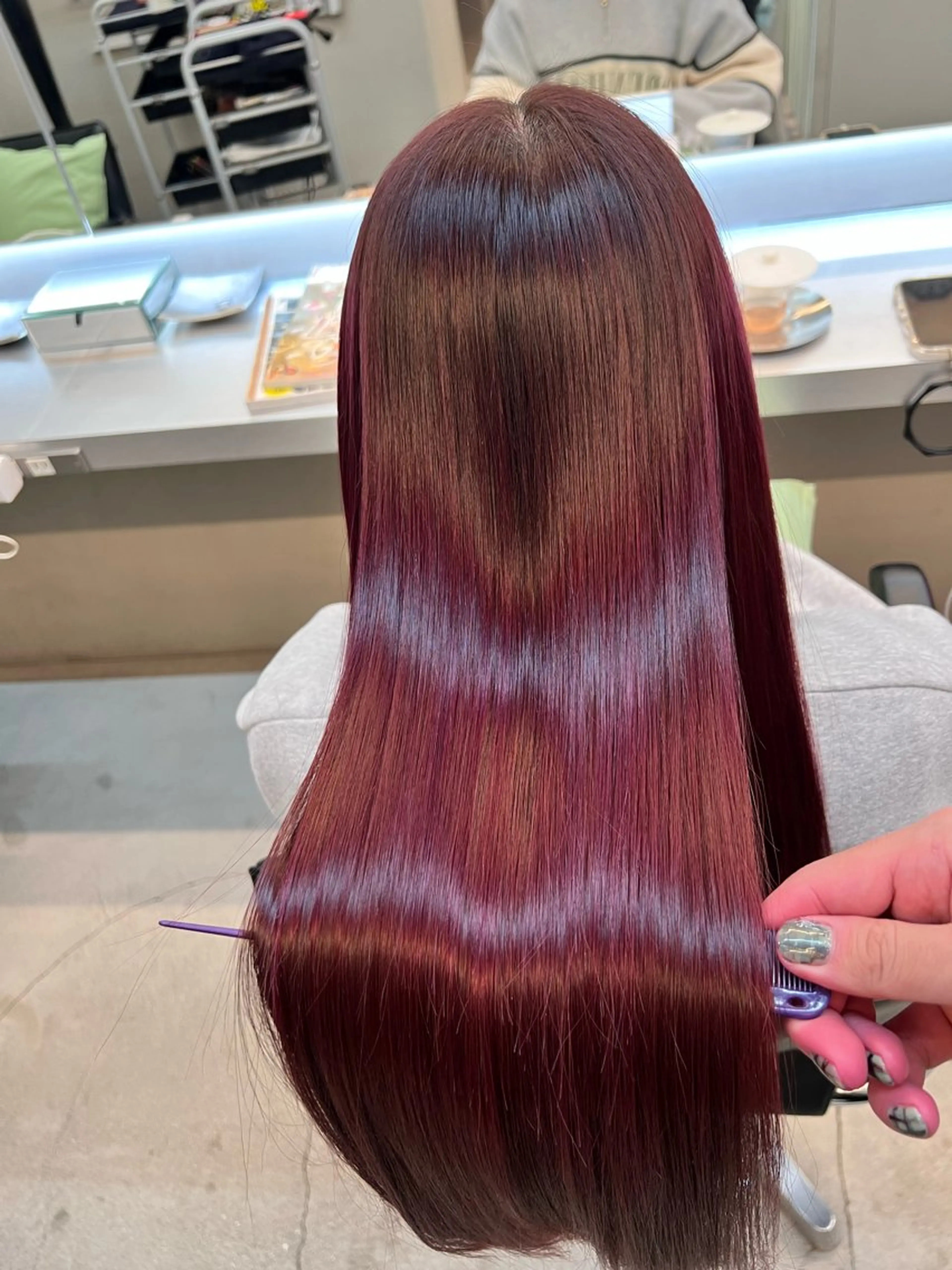 ロング カラー ヘアカラー 縮毛矯正 トリートメント 乾かすだけでまとまる /髪質改善西村涼太のヘアスタイル
