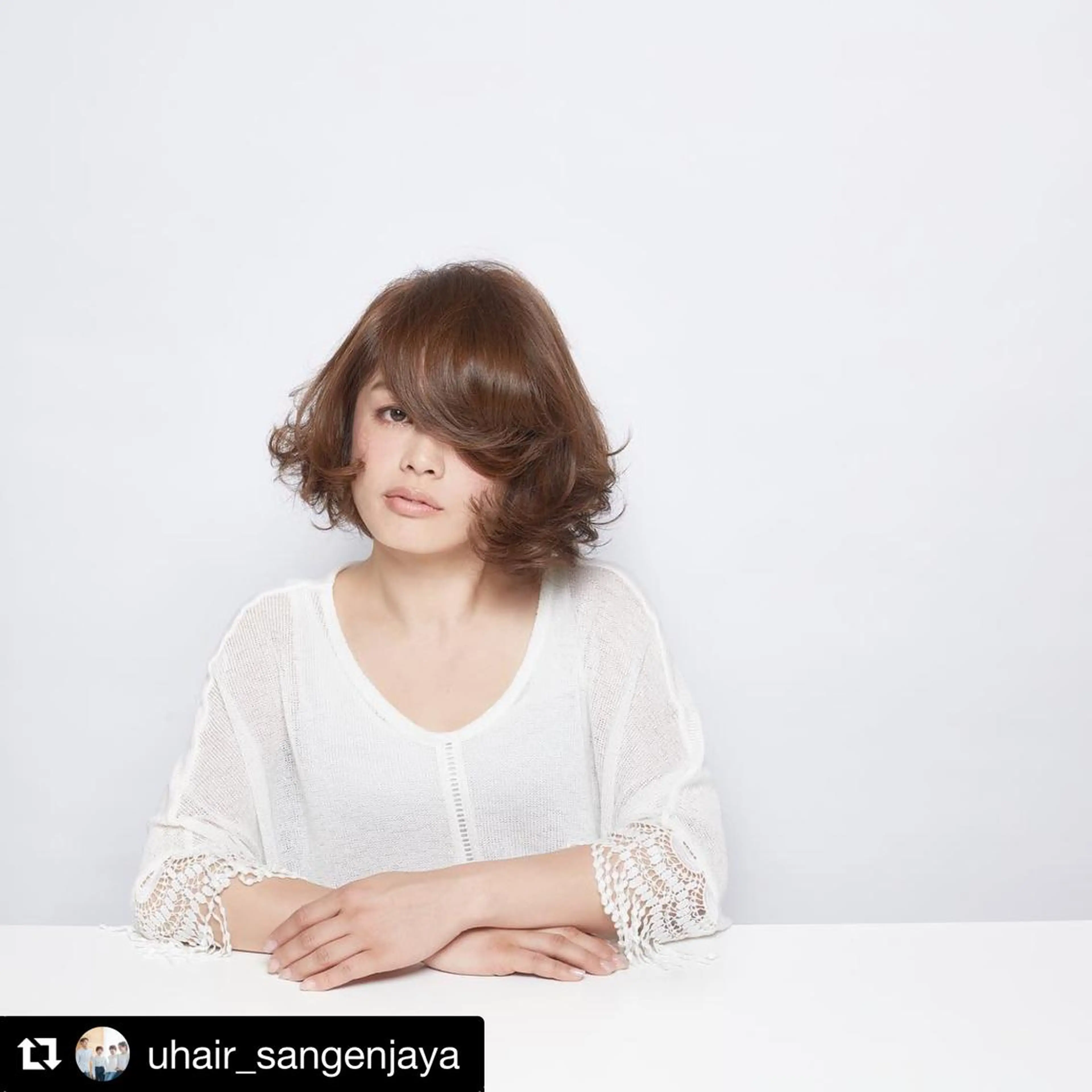 ミディアム カラー パーマ 浅井 理恵のヘアスタイル