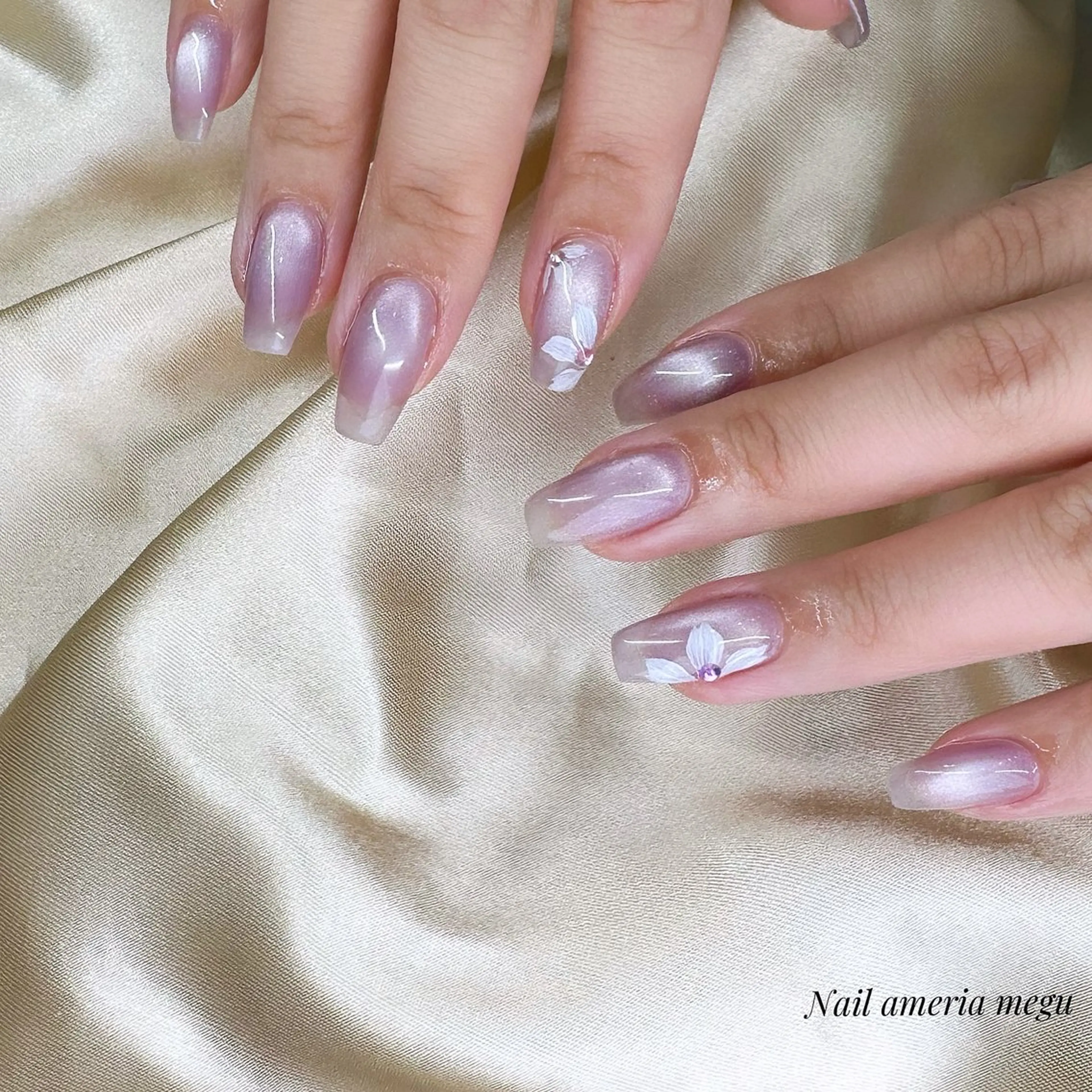 ネイル アートネイル 桜ネイル フラワーネイル マグネットネイル ハンドネイル Nail ameria megu所属・ameria meguのネイルデザイン