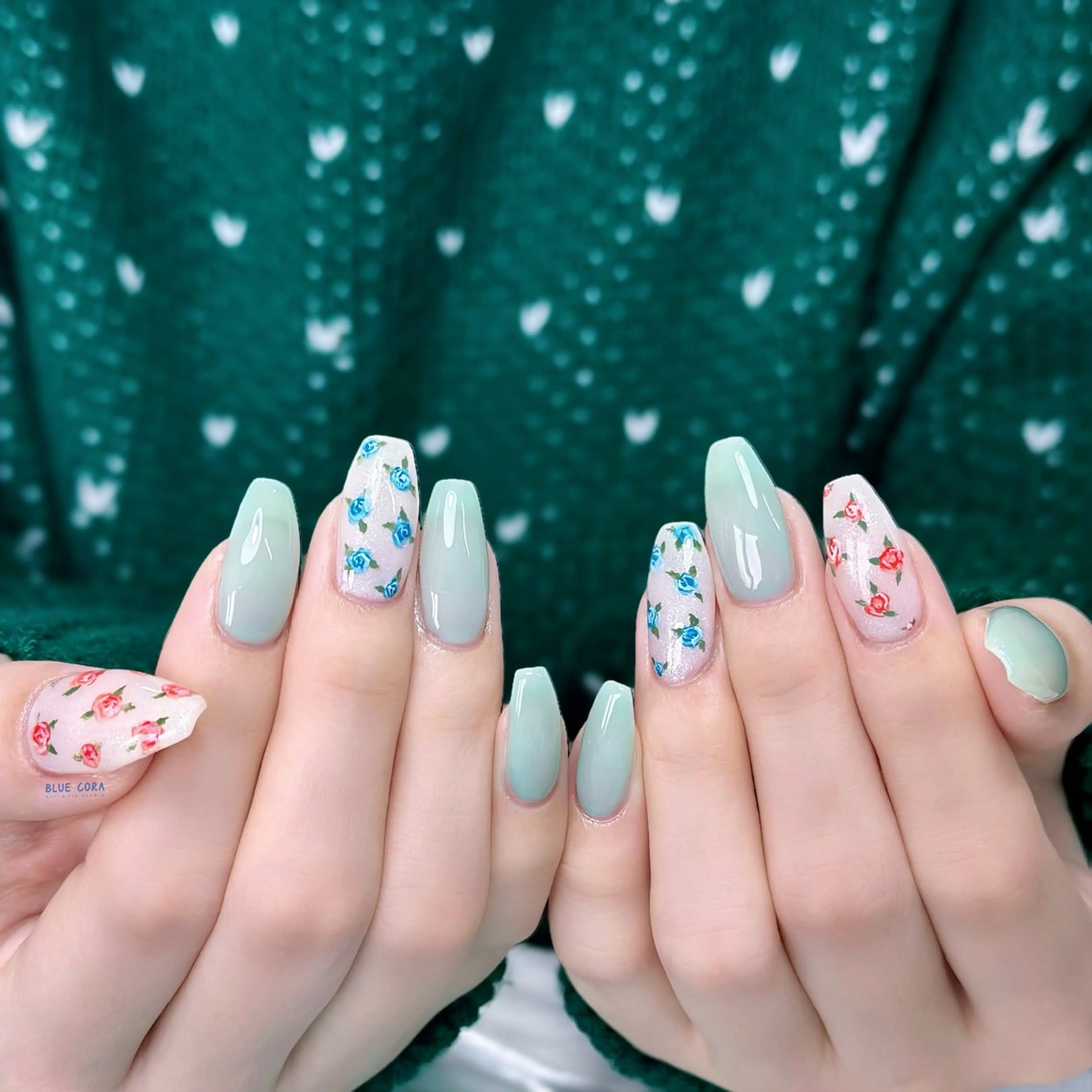 ネイル クリアネイル マットネイル ハンドネイル ハンドケア BLUE CORAのネイルデザイン