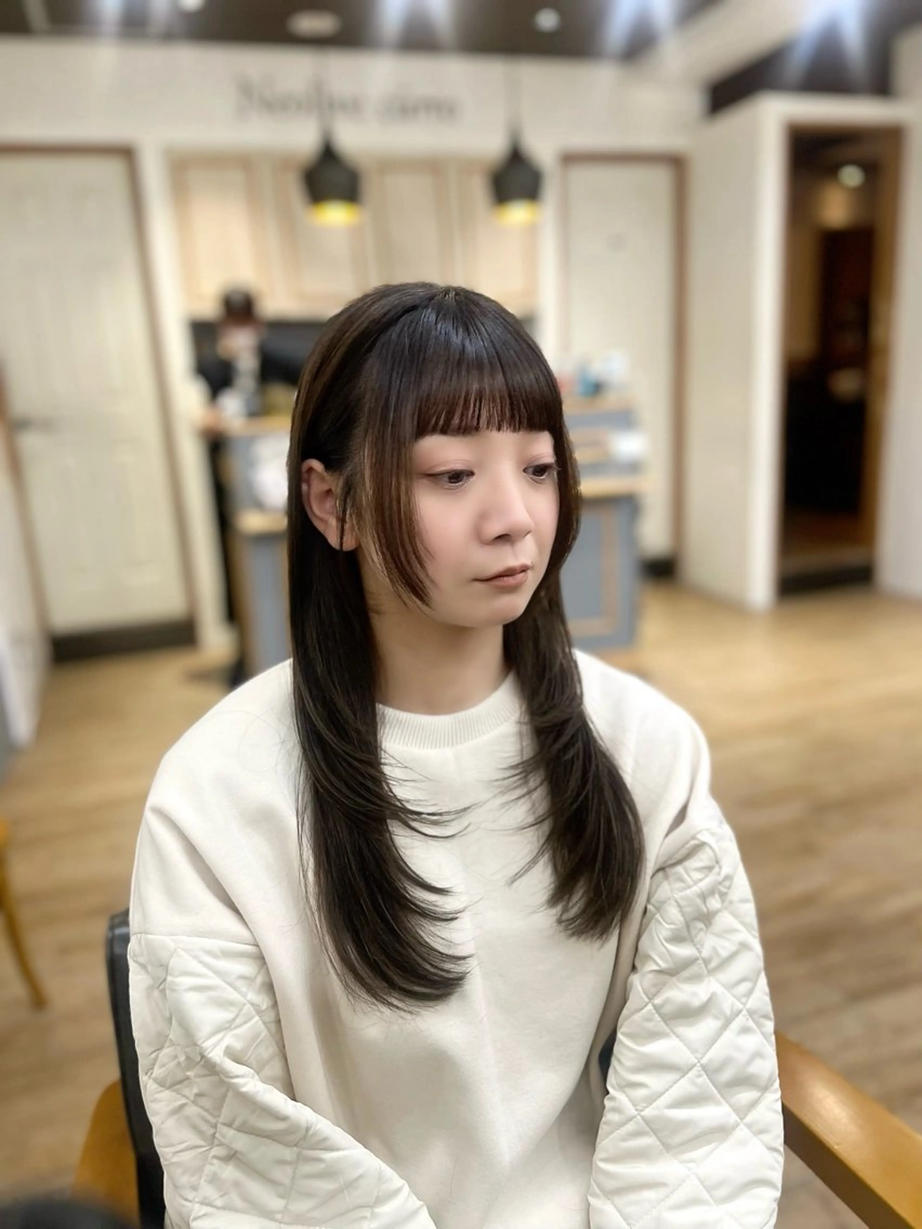 ロング カラー パーマ ヘアアレンジ メンズ キッズ レイヤーカット 🌿透け感カラーのヘアスタイル