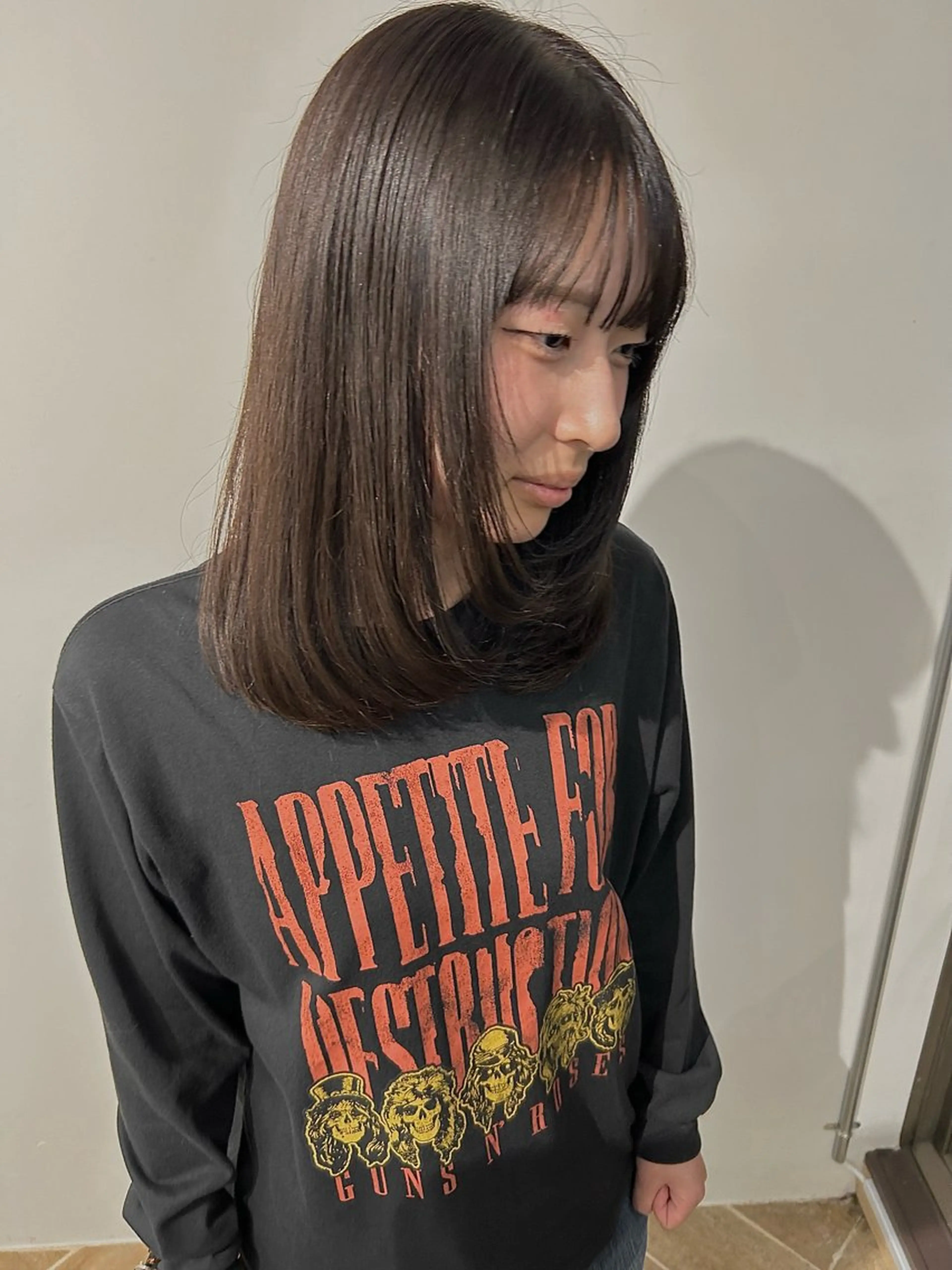 ミディアム カラー カット ヘアカラー ベージュ/ダブルカラ ー/新潟駅/青柳萌果のヘアスタイル