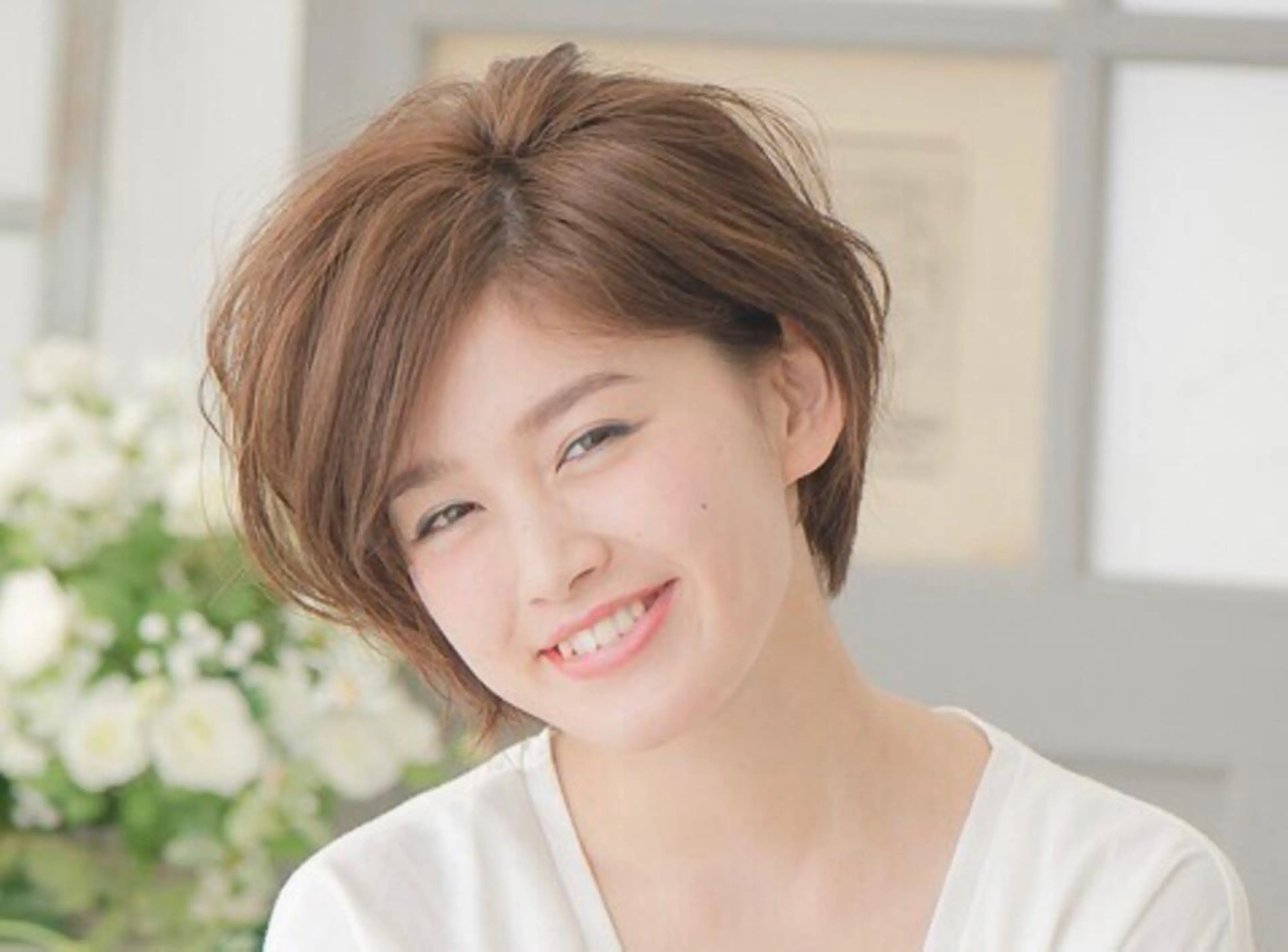 ショート カラー パーマ くせ毛 ショートヘア GiseL天神カラー 髪質改善/ブリーチのヘアスタイル