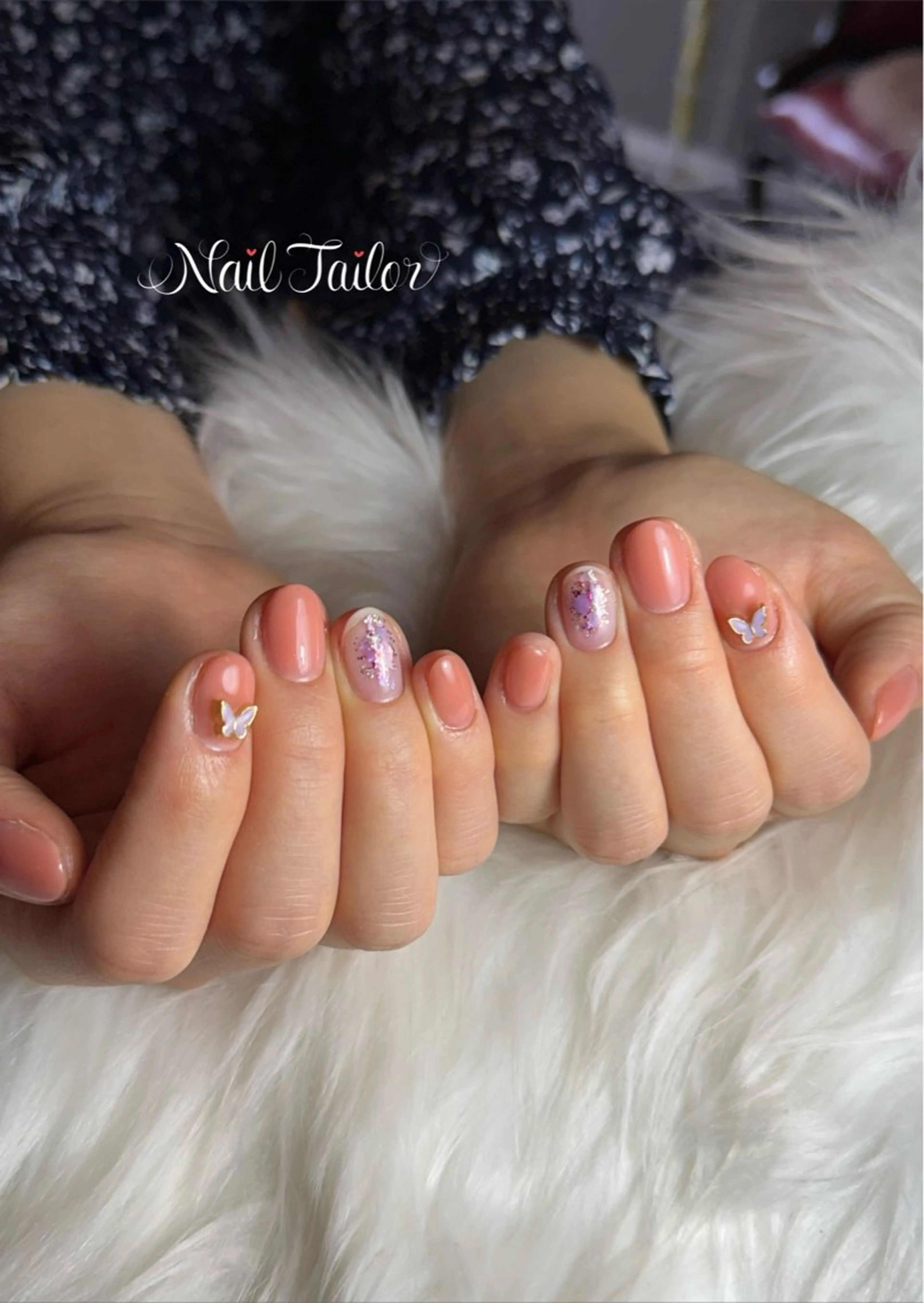ネイル ニュアンスネイル オフィスネイル オレンジ ショートネイル ハンドネイル NailTailor ネイルテイラーのネイルデザイン