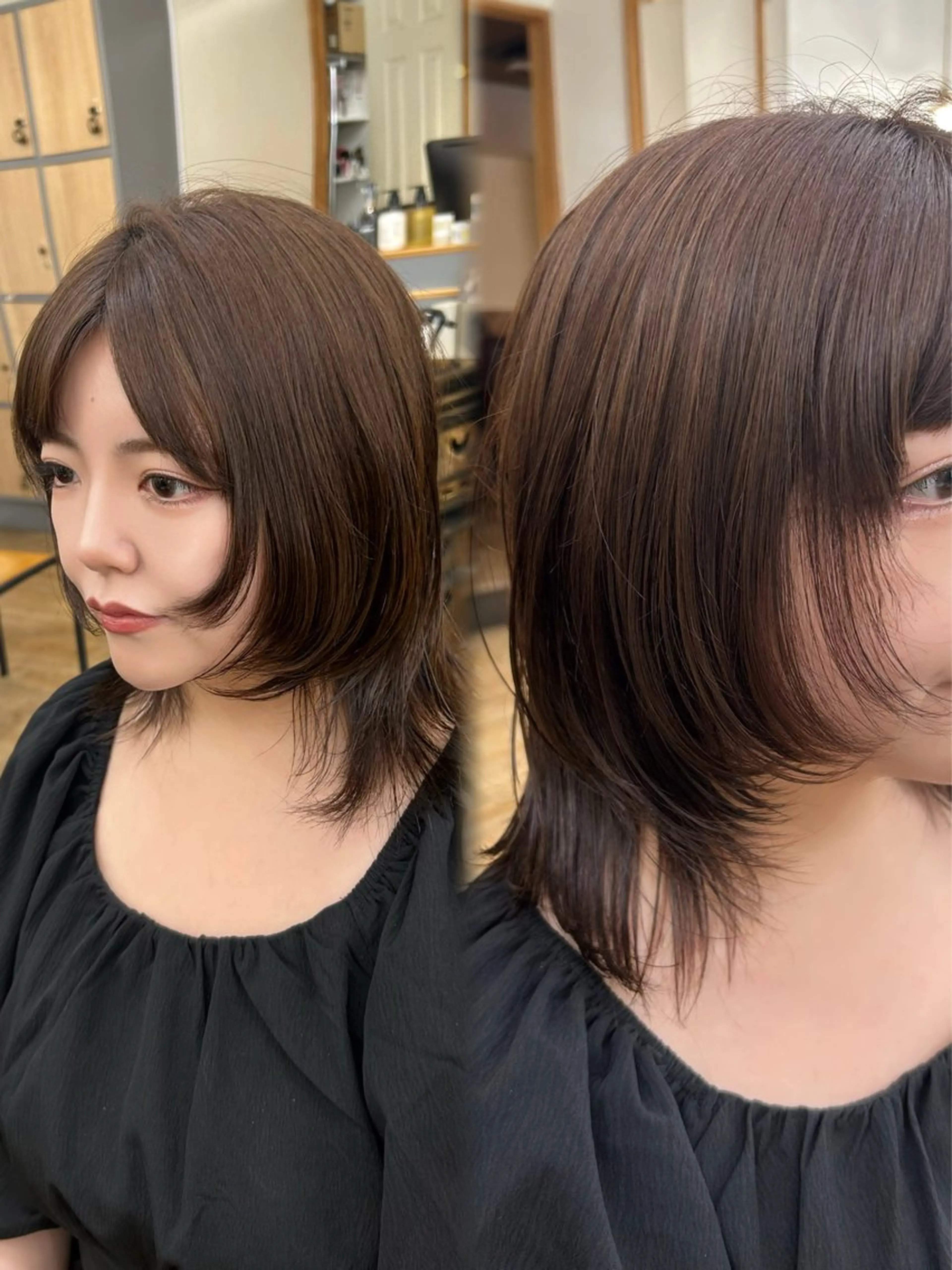 ミディアム ブリーチなしWカラー /レイヤー/セイナのヘアスタイル