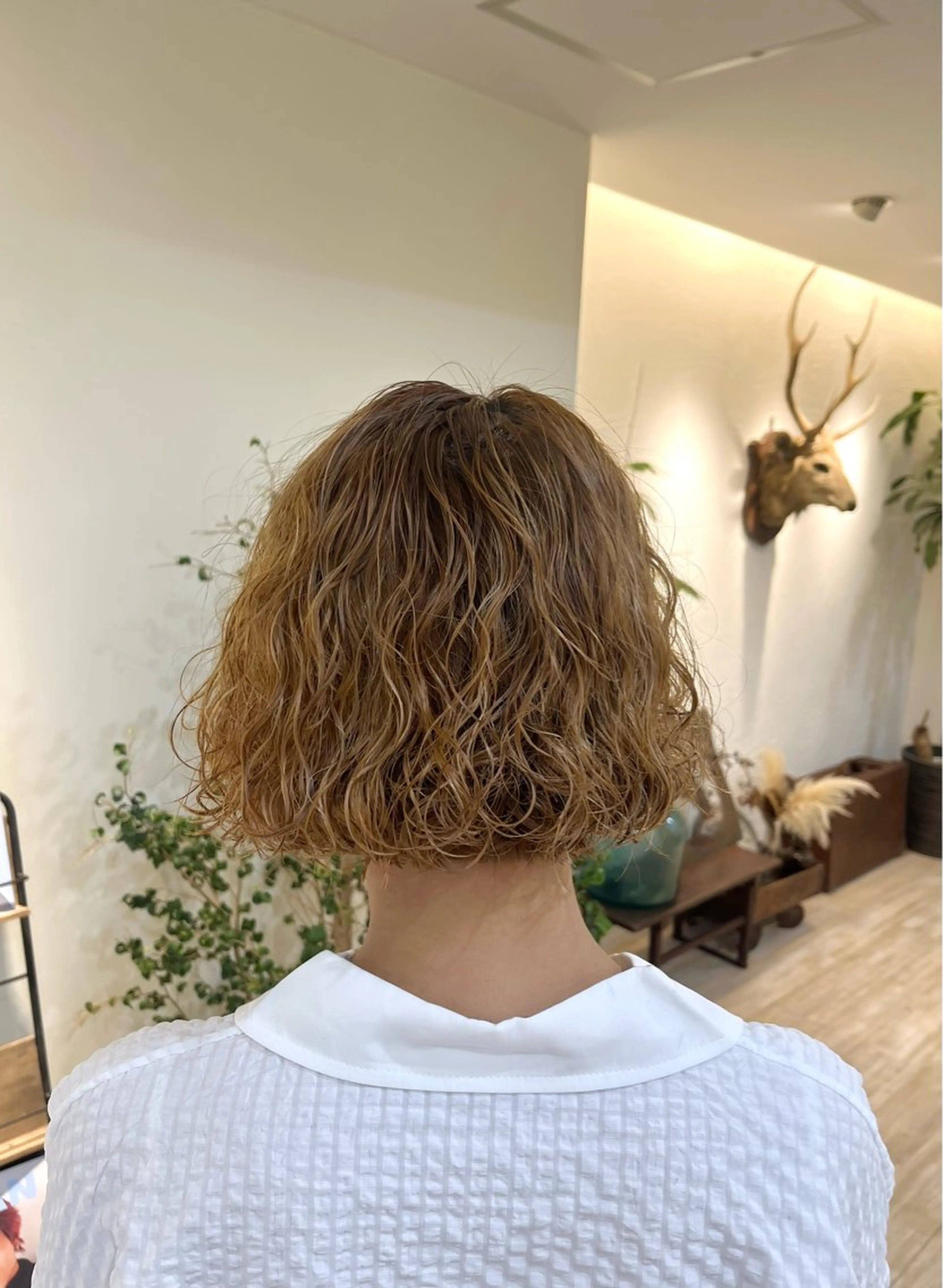 ショート パーマ カット パーマ トリートメント つぼみ/パーマ ／レイヤー／ボブのヘアスタイル