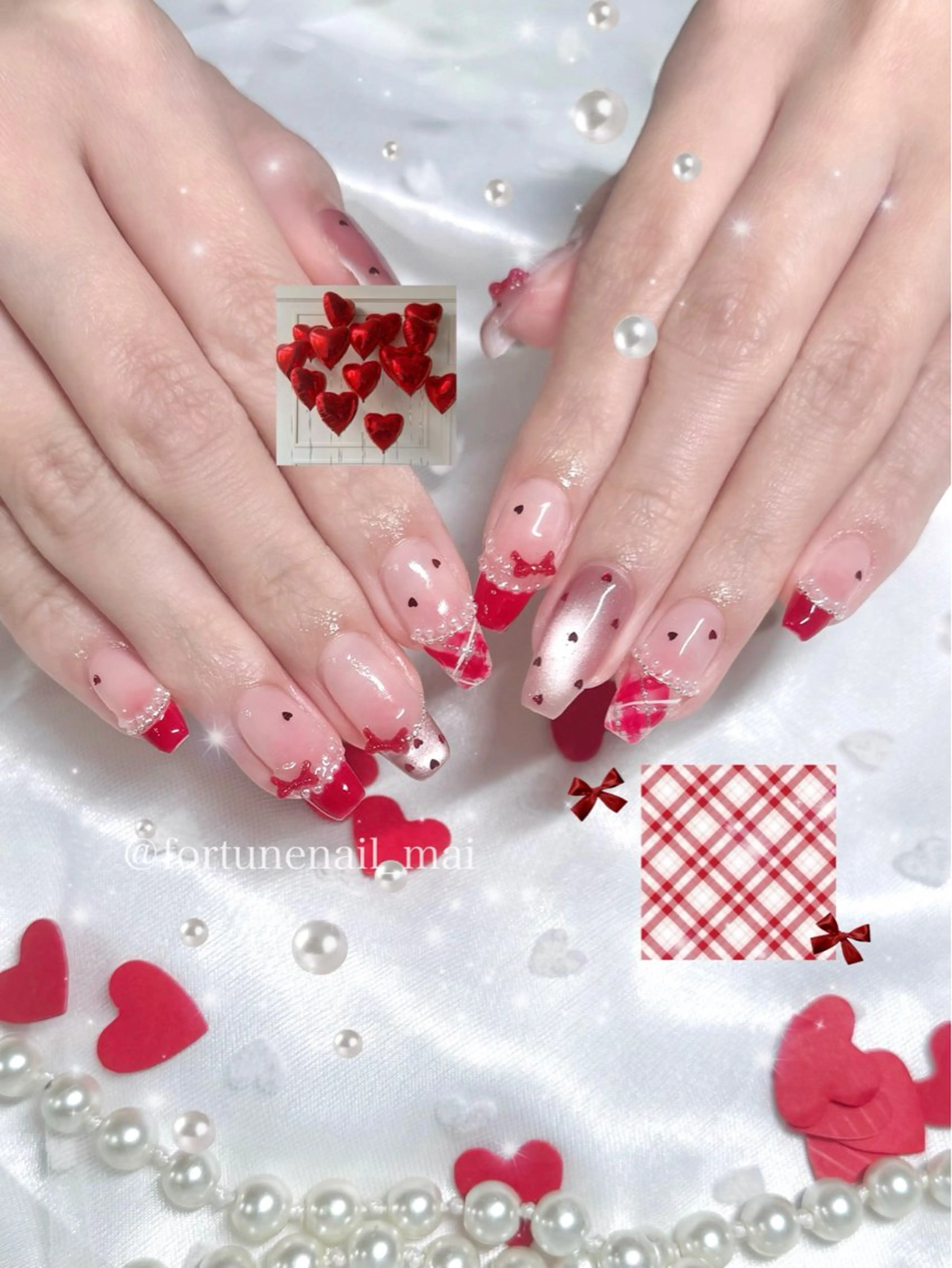 ネイル バレンタイン ハンドネイル 🎀Mai 🎀✩.*のネイルデザイン