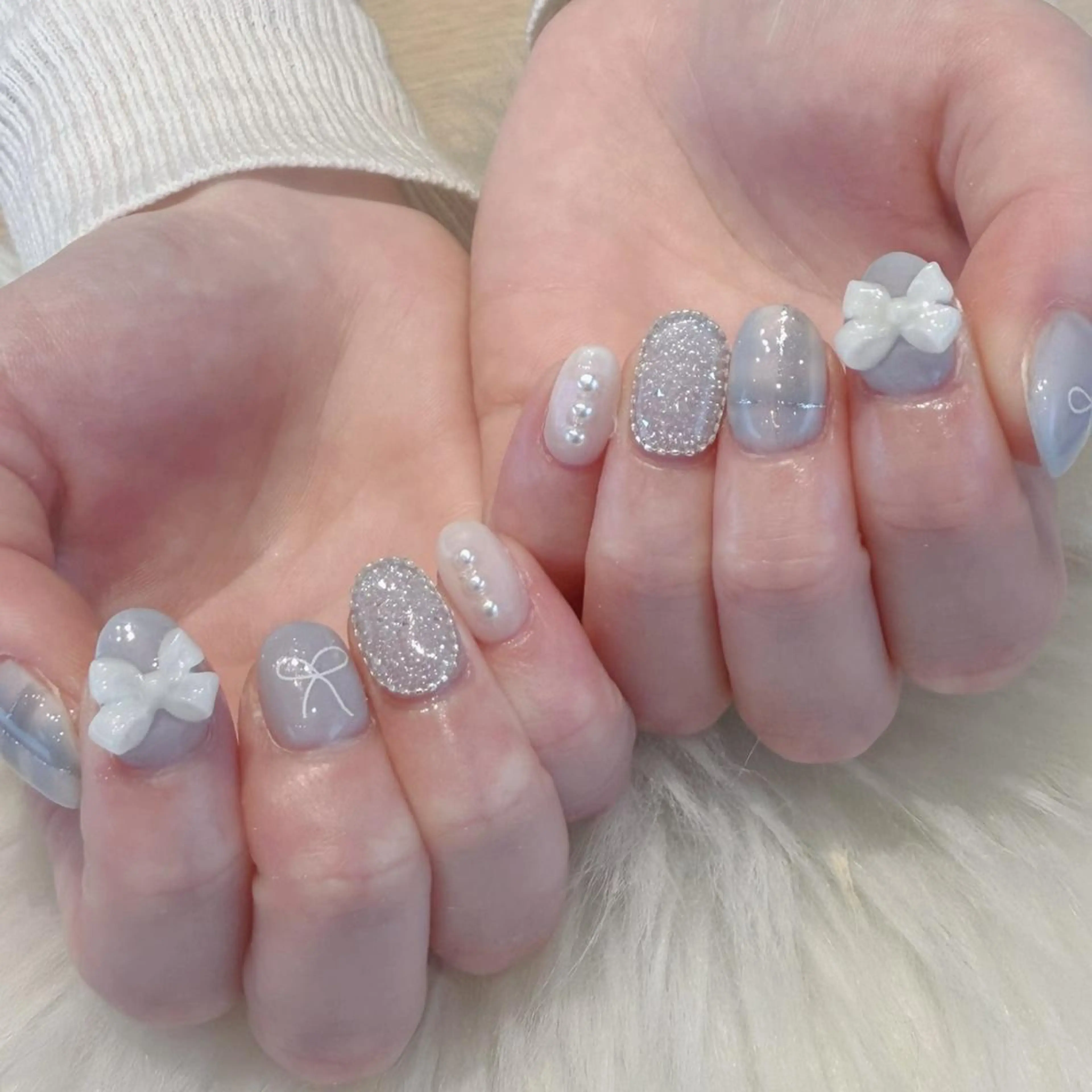 ネイル リボン ハンドネイル Kanai Harukaのネイルデザイン