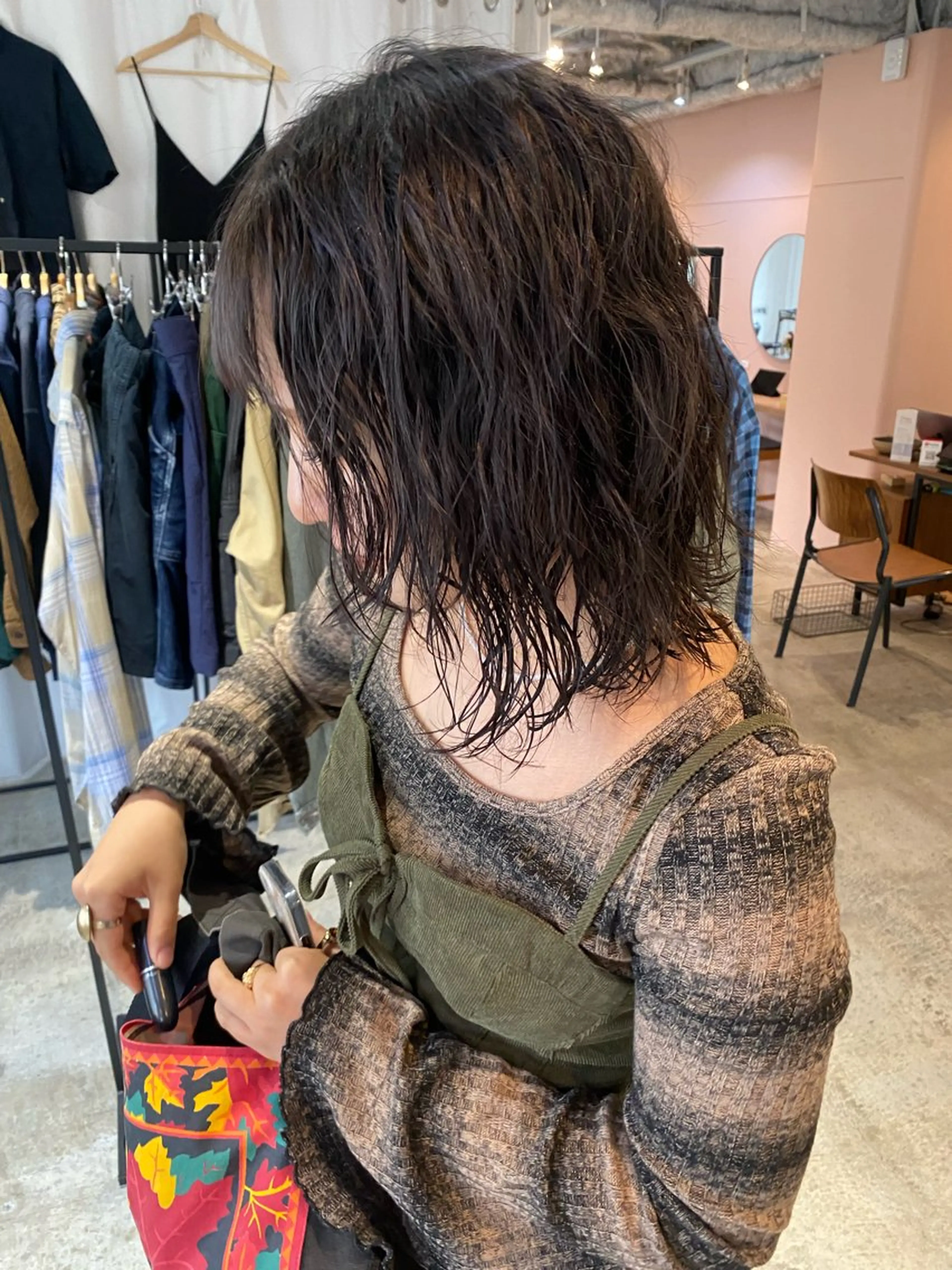 ミディアム カラー パーマ カット ヘアカラー パーマ Hayashi Shioriのヘアスタイル